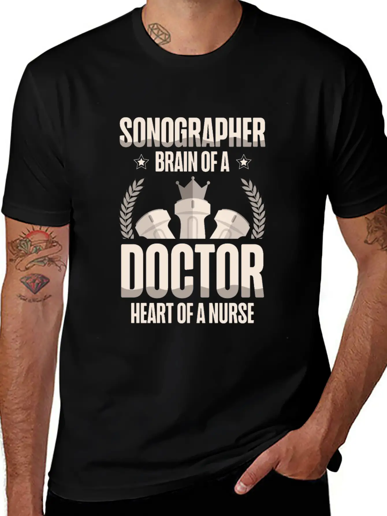 Sonographer Brain Of A Doctor Heart Of A Nurse Lightweight Cotton T-Shirt – Daily Comfort Graphic Shirt