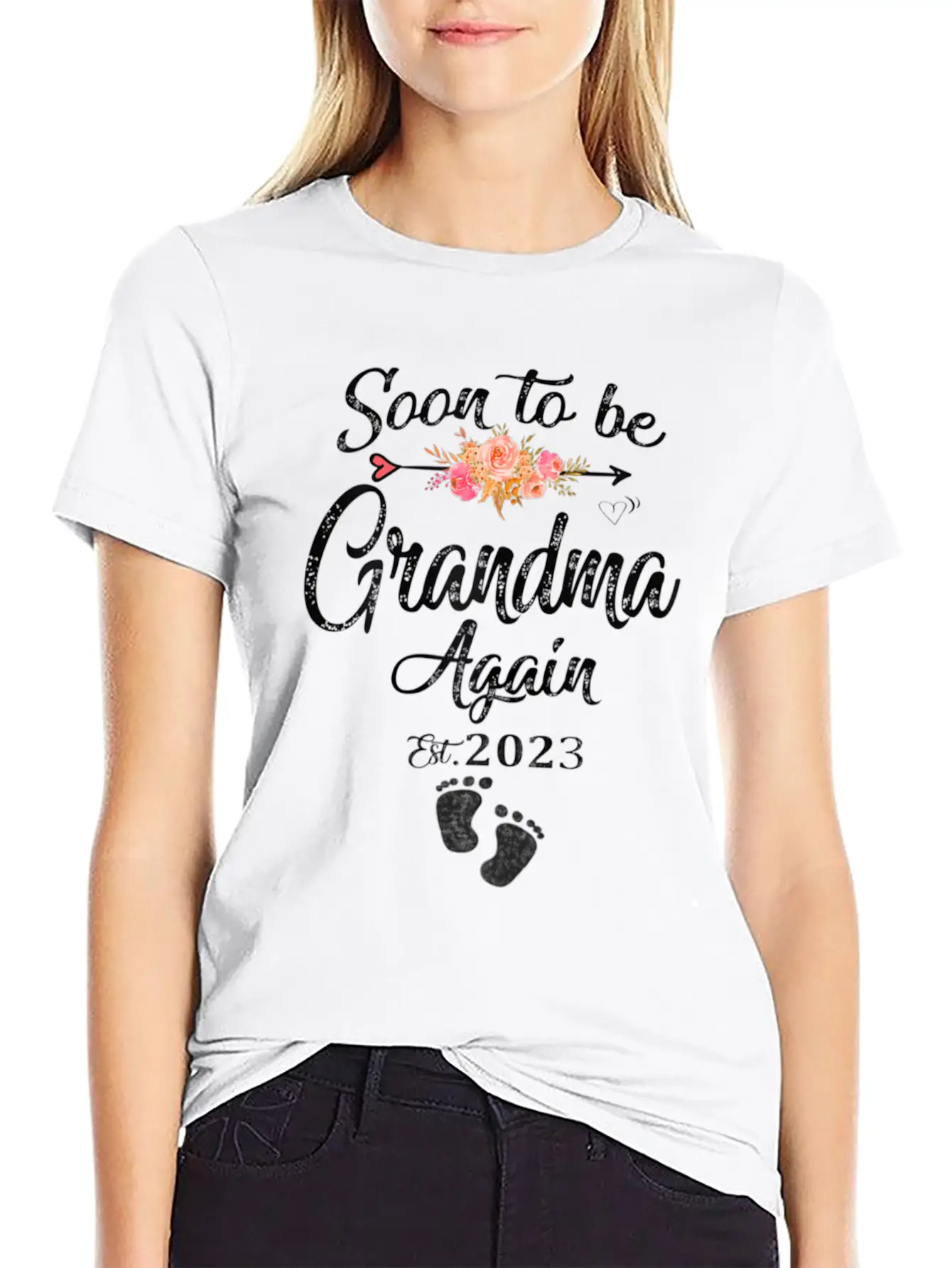 Soon To Be Grandma Again 2023 Promoted To New Gran Lightweight Cotton T-Shirt – Daily Comfort Graphic Shirt