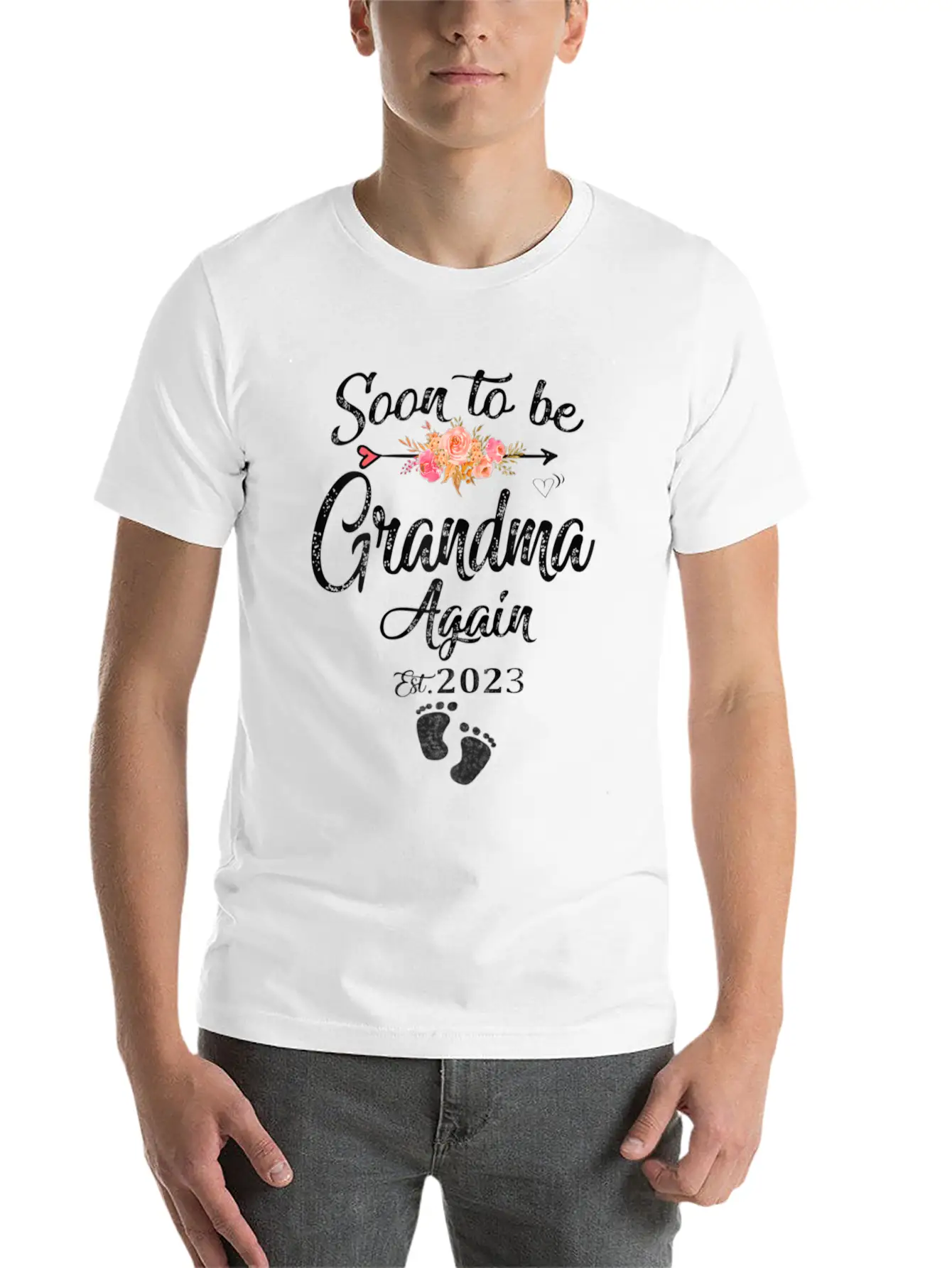Soon To Be Grandma Again 2023 Promoted To New Gran Lightweight Cotton T-Shirt – Daily Comfort Graphic Shirt