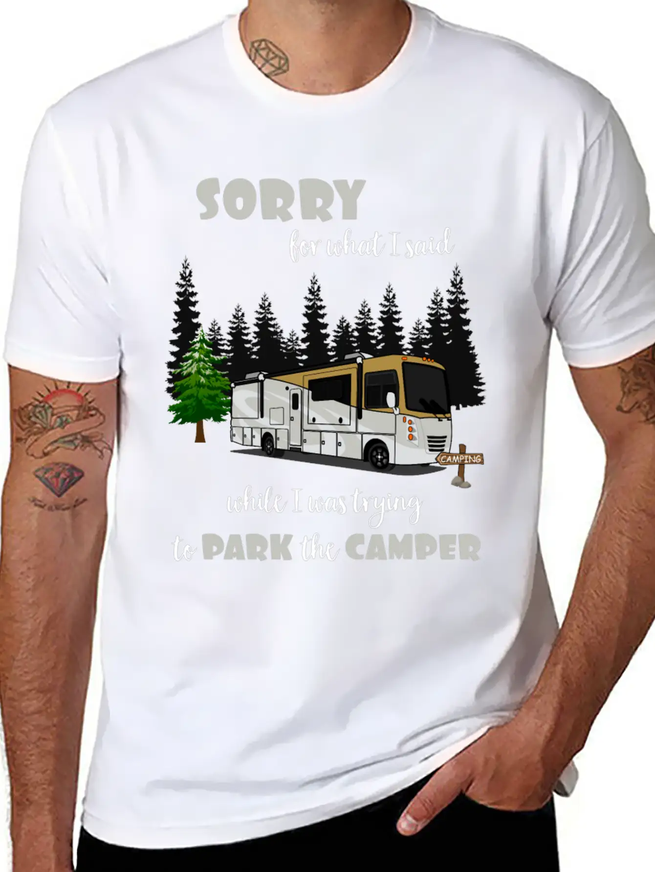 Sorry For What I Said While Parking The Camper Lightweight Cotton T-Shirt – Daily Comfort Graphic Shirt