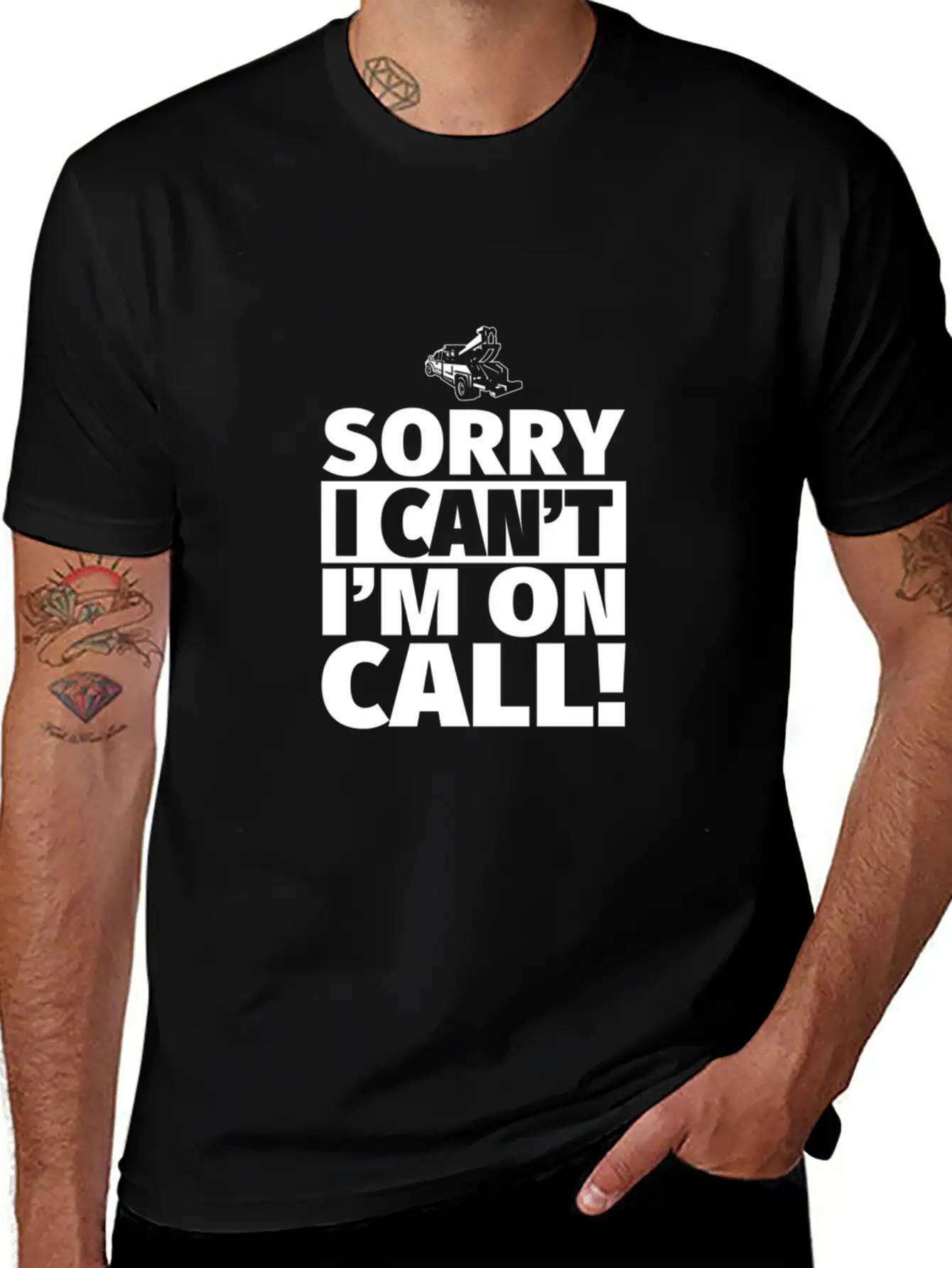 Sorry I Can'T I'M On Call - On Call Tow Truck Driv Basic Graphic T-Shirt – Daily Comfort In Soft Cotton