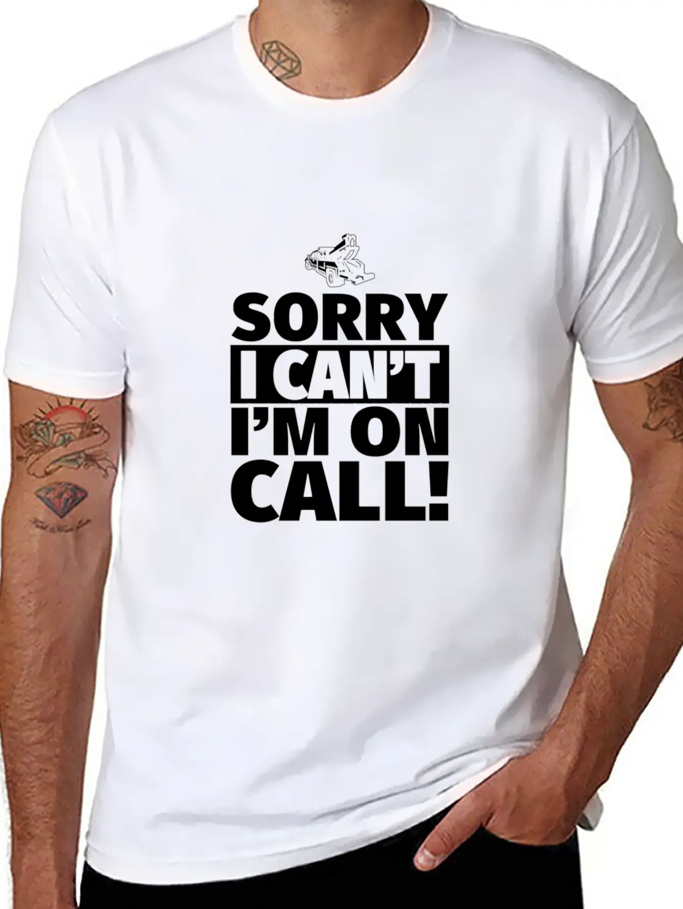 Sorry I Can'T I'M On Call - On Call Tow Truck Driv Basic Graphic T-Shirt – Daily Comfort In Soft Cotton