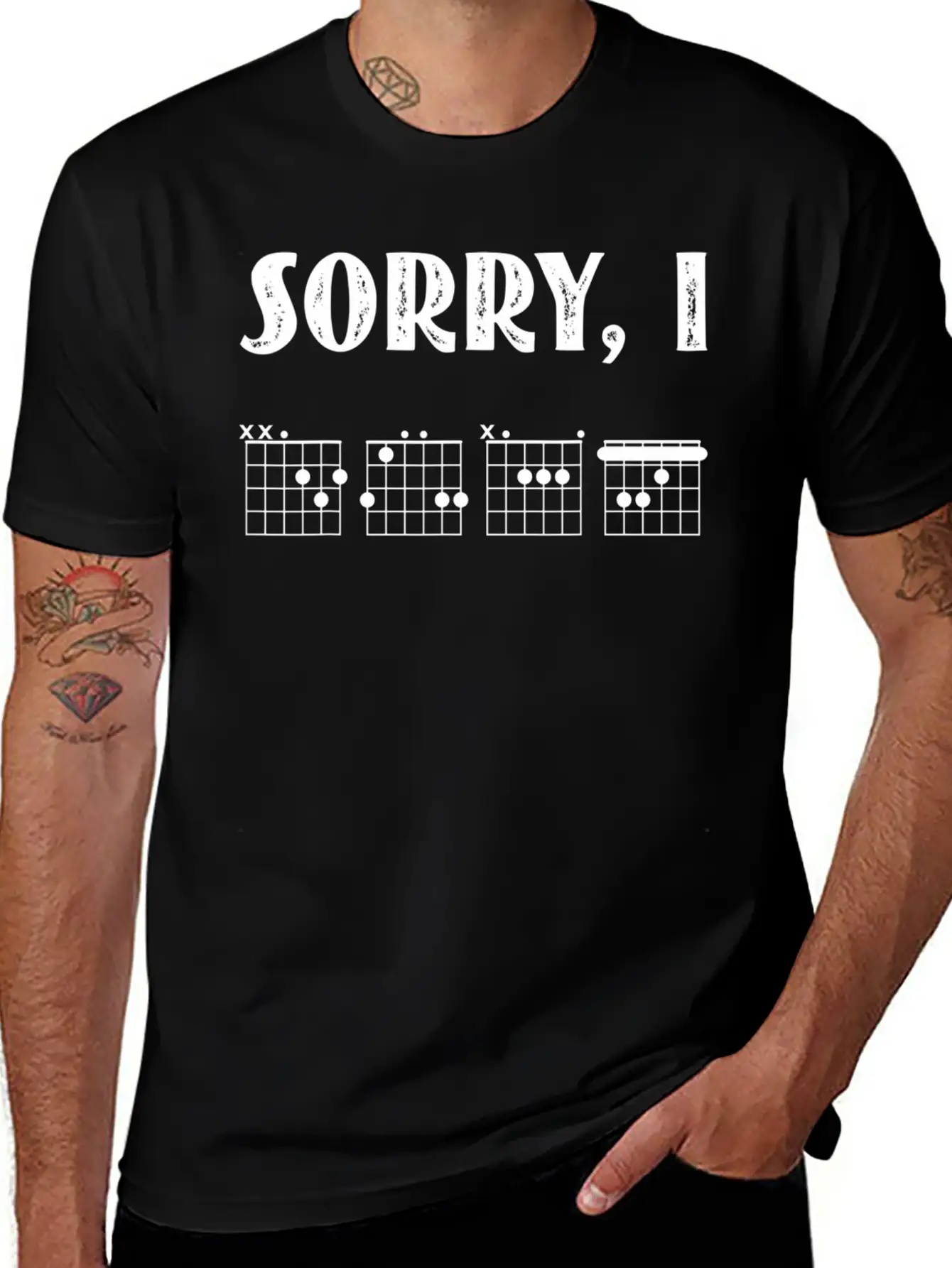 Sorry I DGAF Funny Hidden Message Guitar Chords Lightweight Cotton T-Shirt – Daily Comfort Graphic Shirt