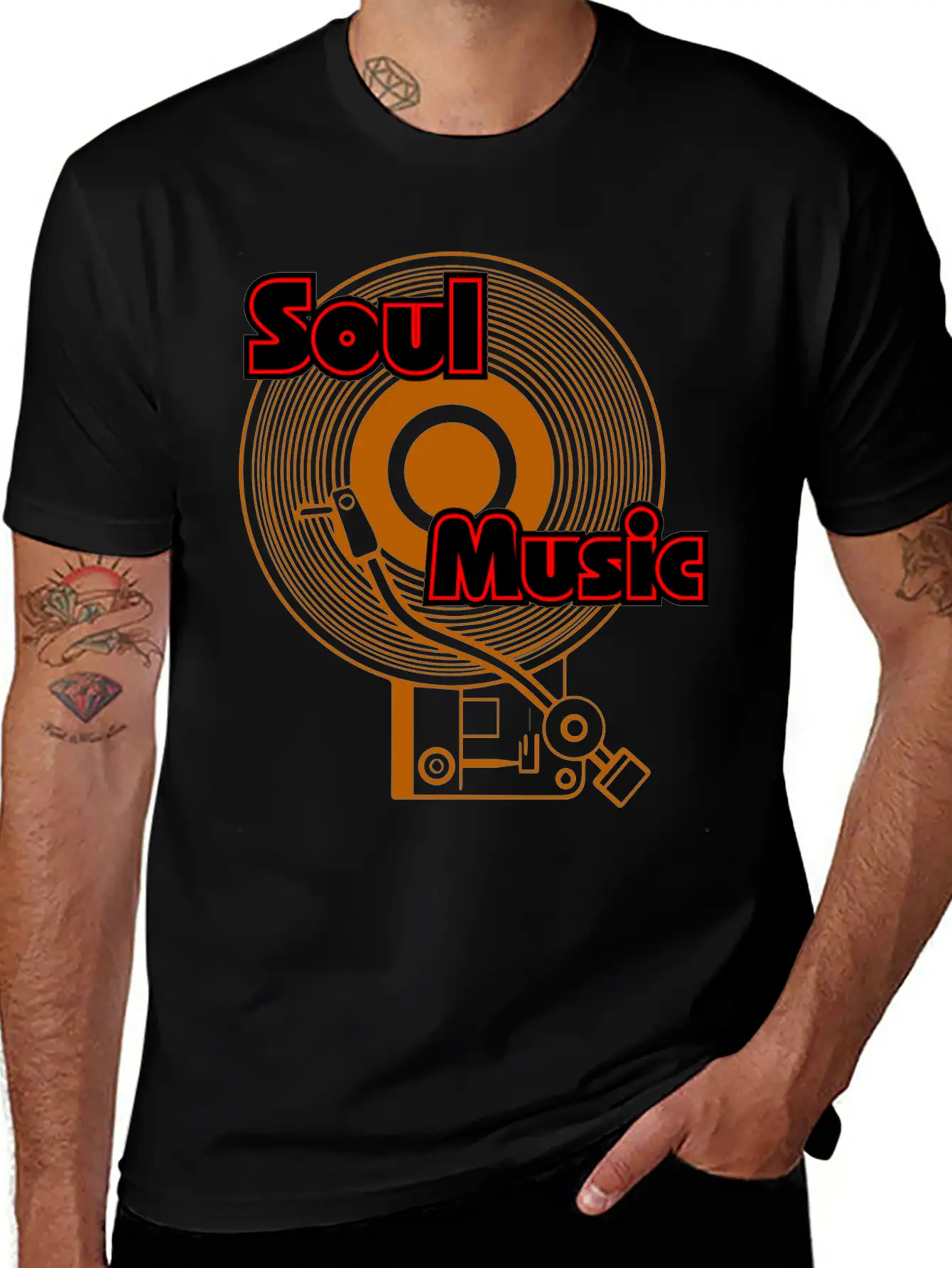 Soul Music Vinyl Turntable Junkie Lightweight Cotton T-Shirt – Daily Comfort Graphic Shirt