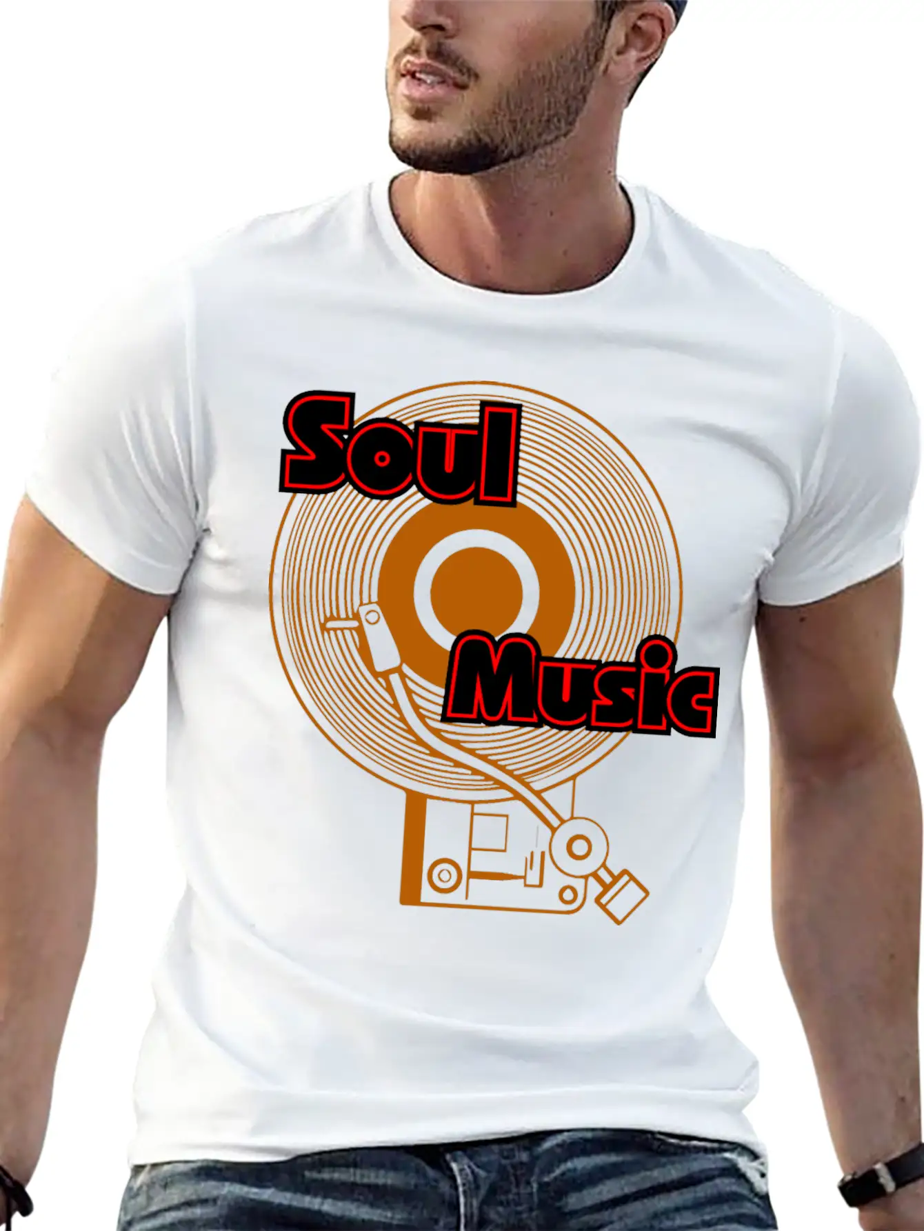 Soul Music Vinyl Turntable Junkie Lightweight Cotton T-Shirt – Daily Comfort Graphic Shirt