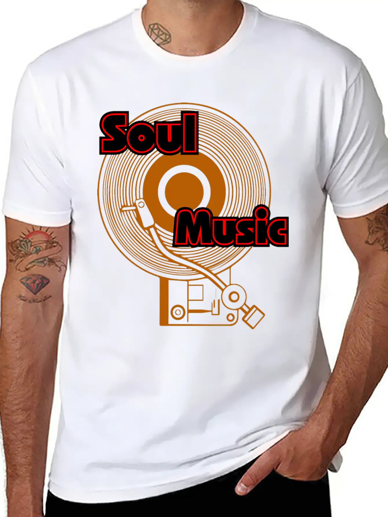 Soul Music Vinyl Turntable Junkie Lightweight Cotton T-Shirt – Daily Comfort Graphic Shirt