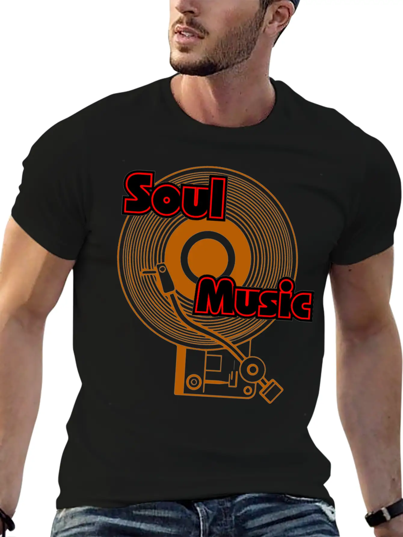 Soul Music Vinyl Turntable Junkie Lightweight Cotton T-Shirt – Daily Comfort Graphic Shirt