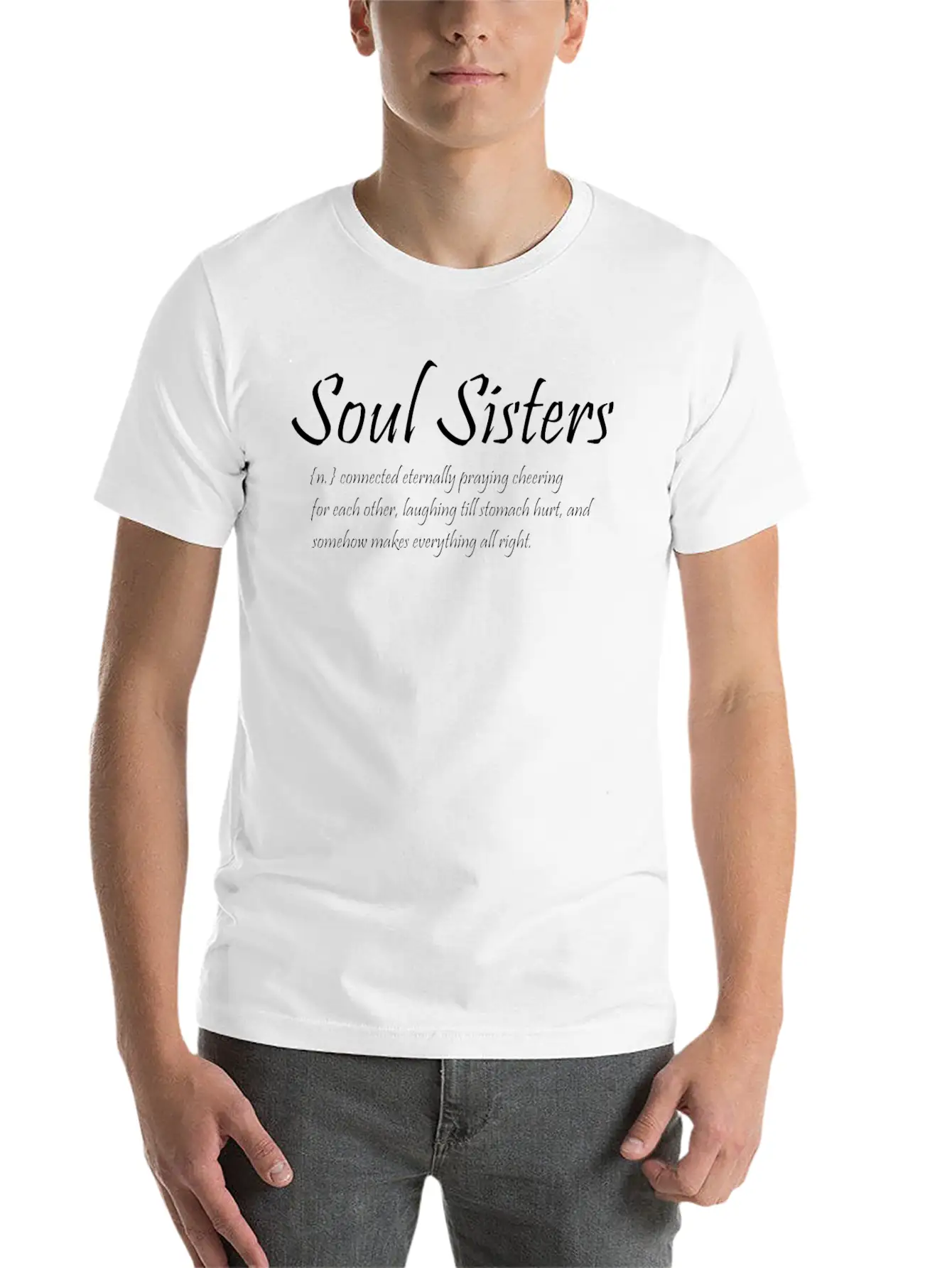 Soul Sisters Connected Eternally Praying Cheering Essential Cotton Tee For Daily Outfits – Unisex Style