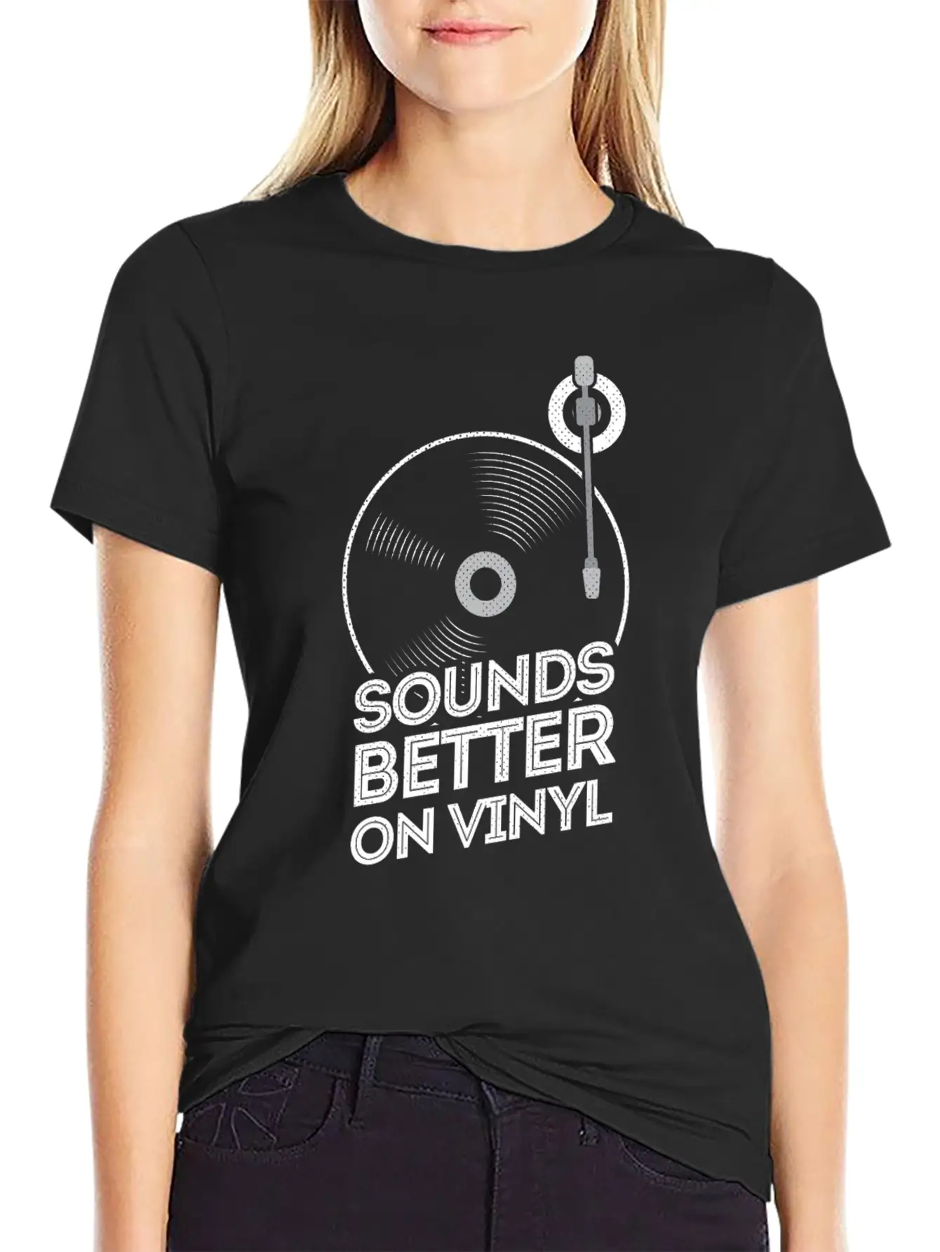 Sounds Better On Vinyl Record Player Album LP Gift Stylish Everyday T-Shirt – Unisex Basic Cotton Tee