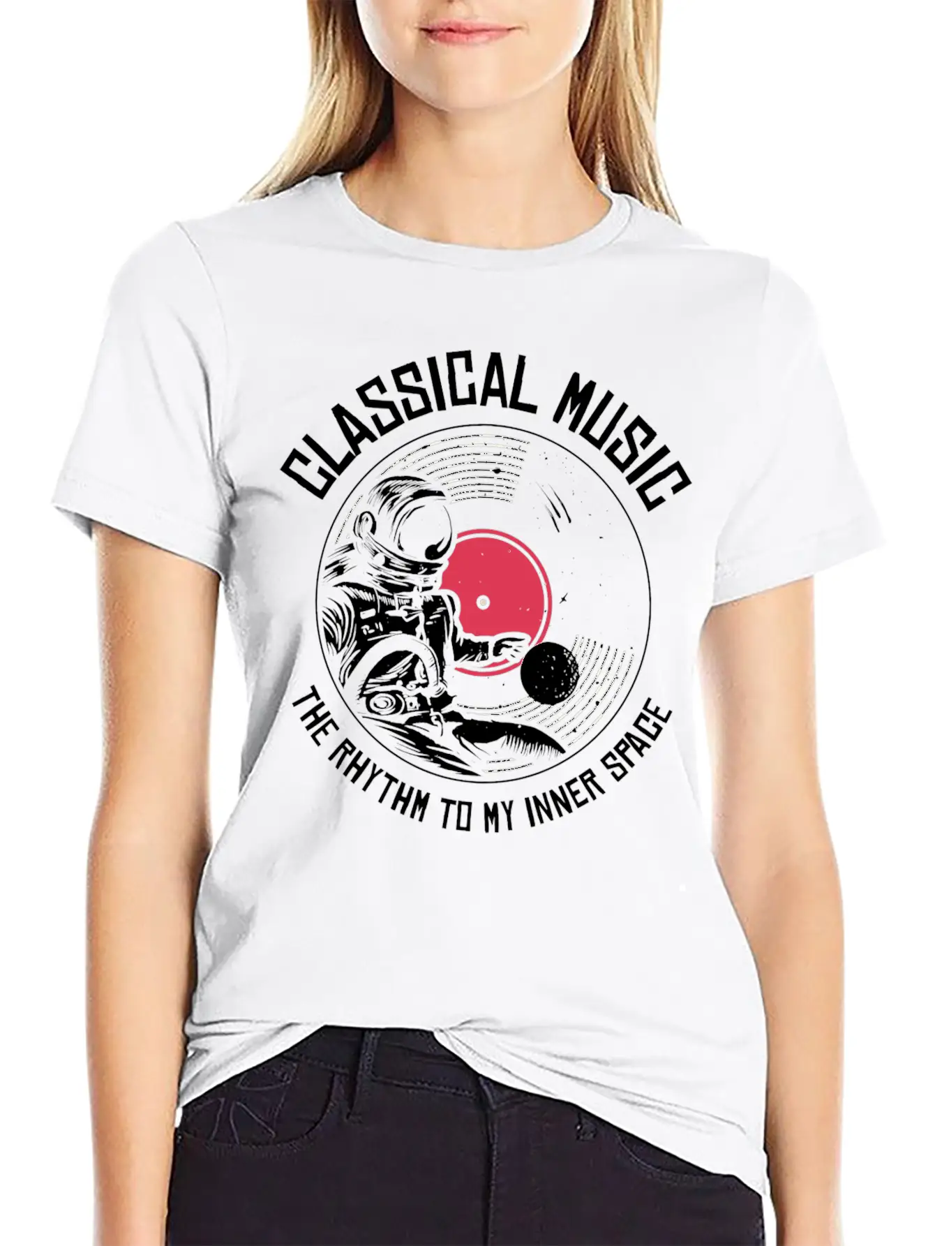 Space Astronaut Classical Music Astronomy Vinyl Relaxed Everyday Tee – Lightweight And Durable Cotton