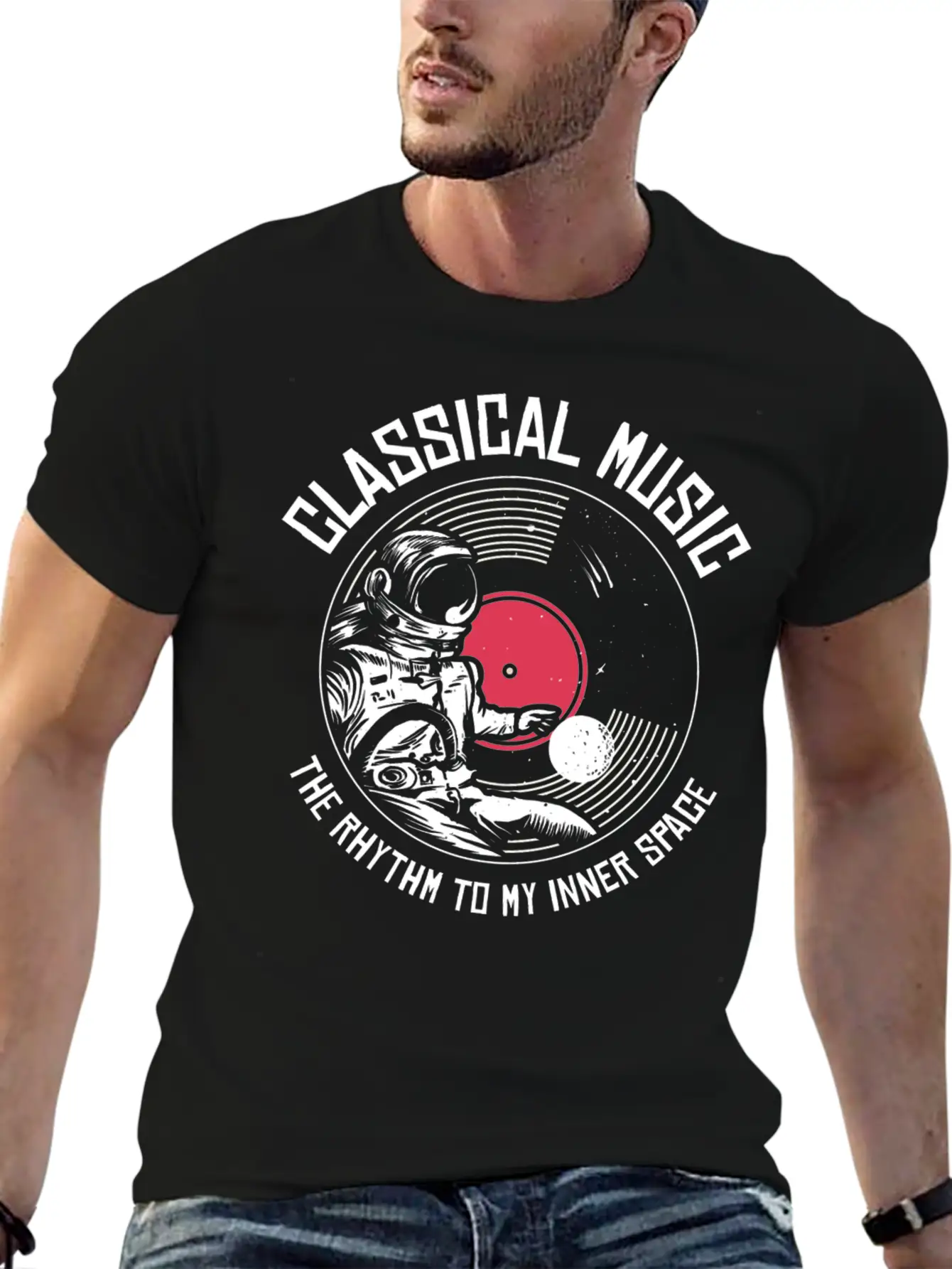 Space Astronaut Classical Music Astronomy Vinyl Relaxed Everyday Tee – Lightweight And Durable Cotton