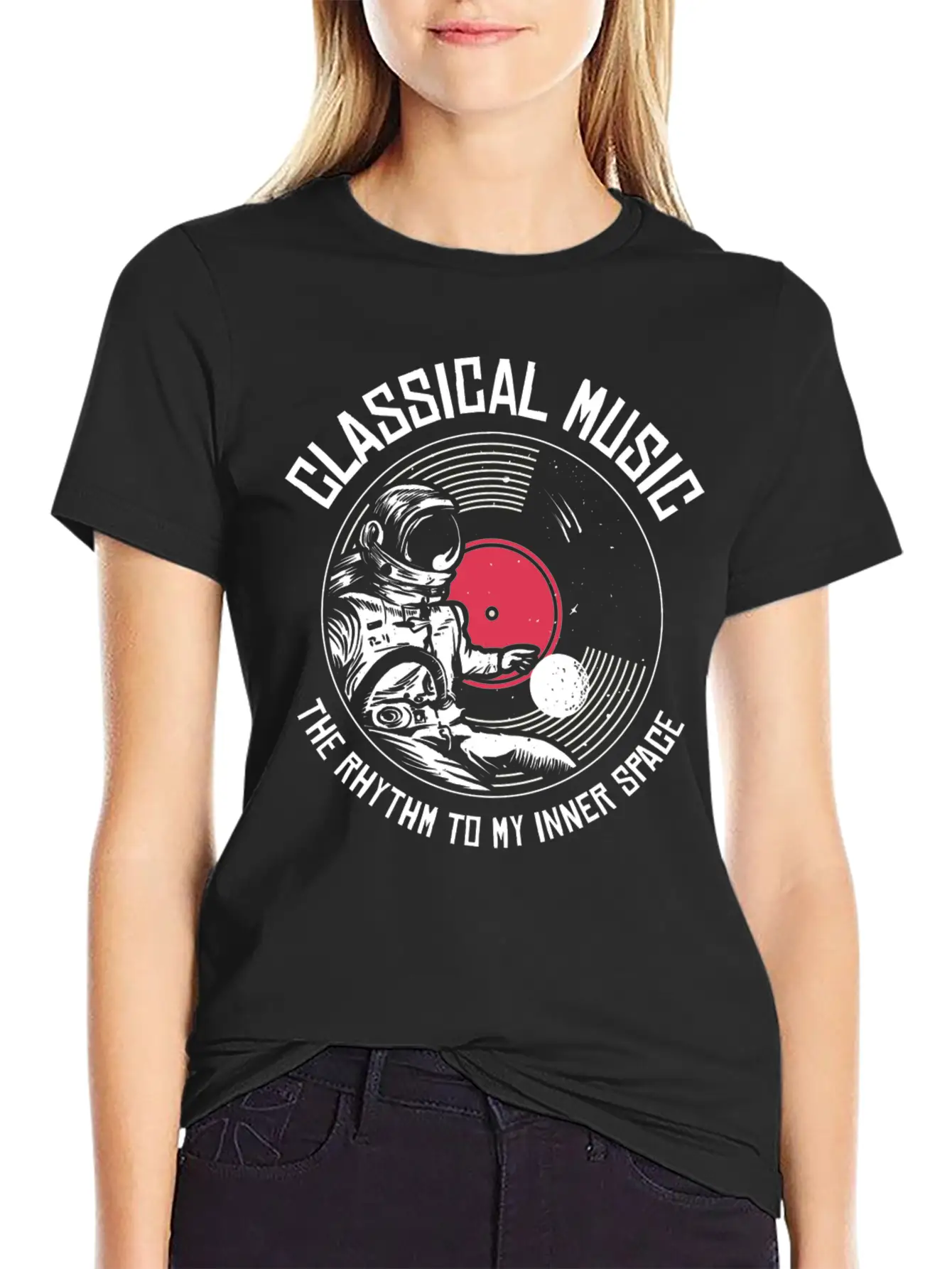 Space Astronaut Classical Music Astronomy Vinyl Relaxed Everyday Tee – Lightweight And Durable Cotton