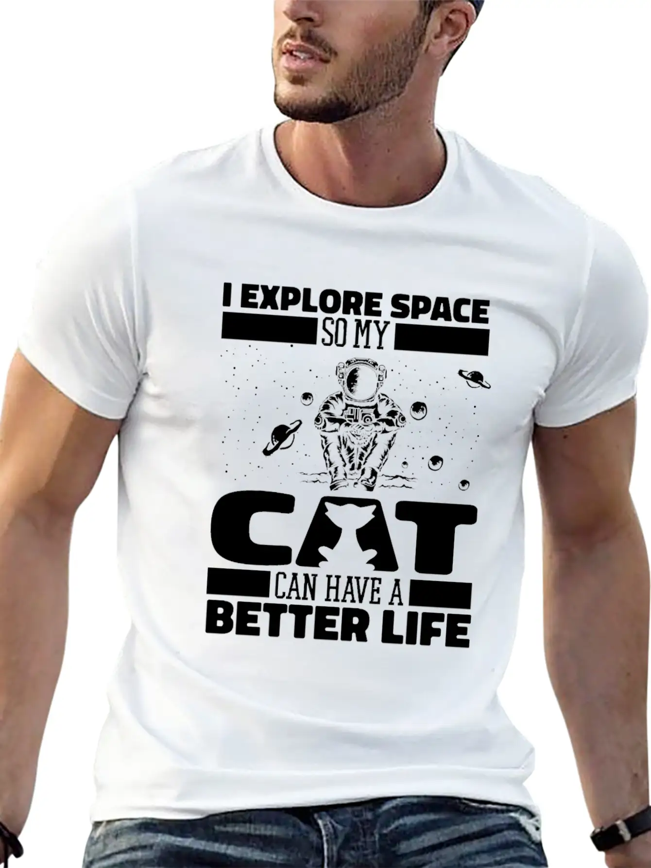 Space Cat Space Colonization Classic Fit Graphic Tee For Daily Comfort – Unisex Cotton Shirt