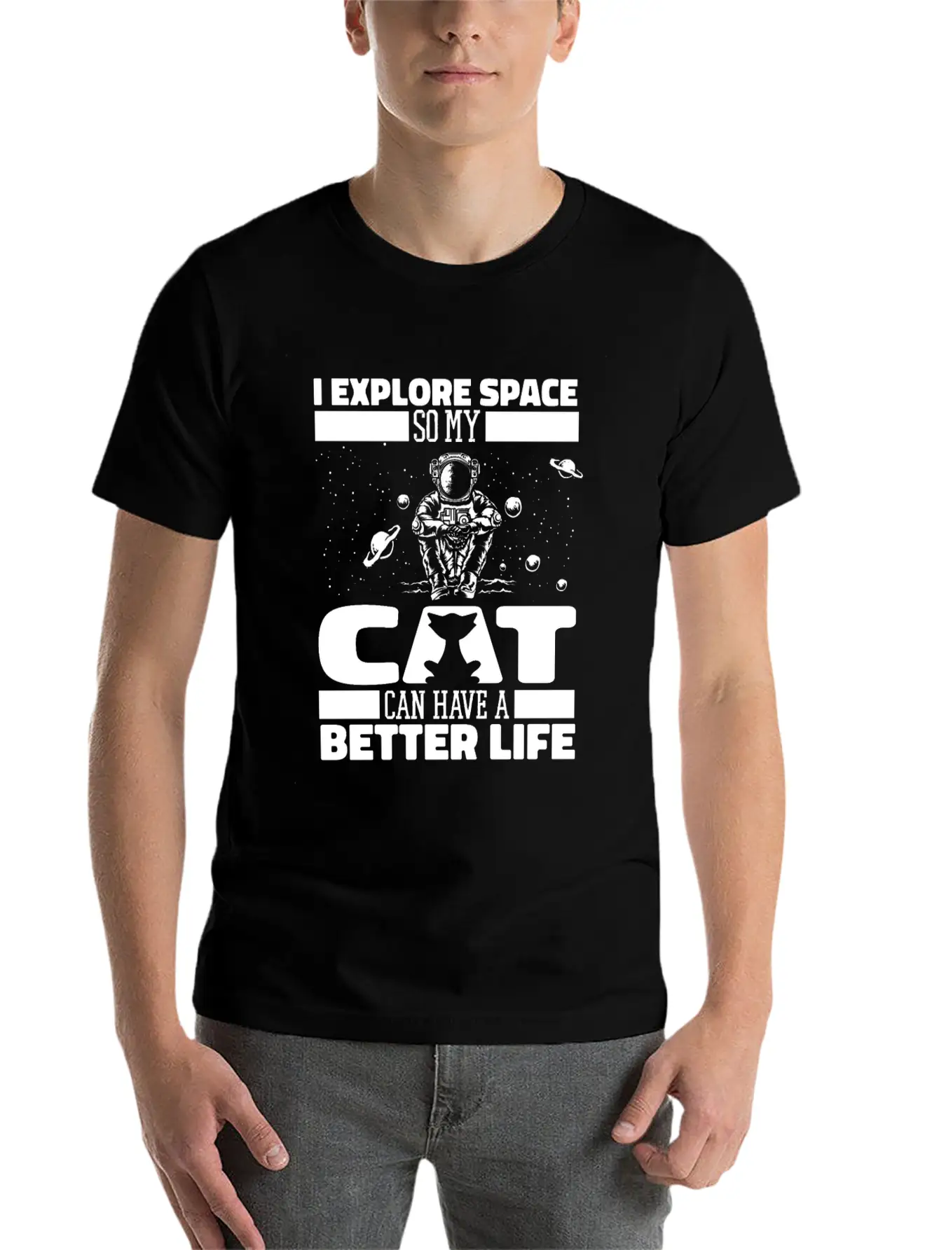 Space Cat Space Colonization Classic Fit Graphic Tee For Daily Comfort – Unisex Cotton Shirt