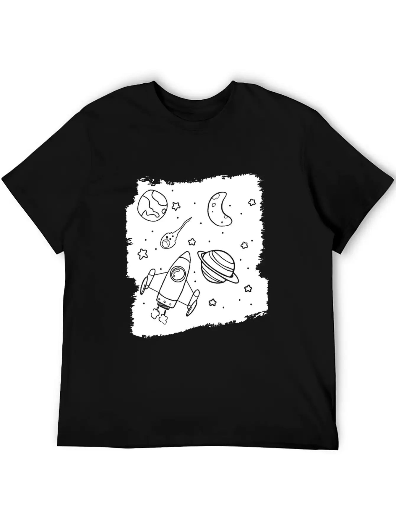 Space Rocket Planets Relaxed Everyday Tee – Lightweight And Durable Cotton