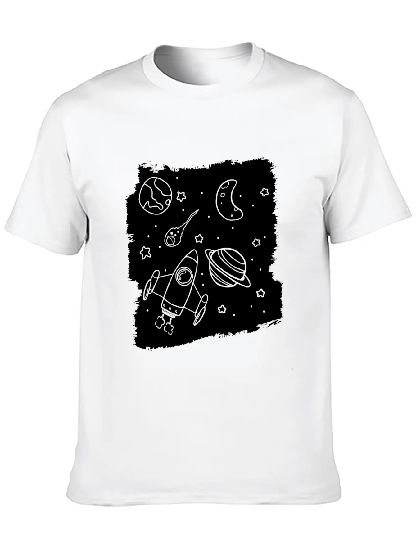 Space Rocket Planets Relaxed Everyday Tee – Lightweight And Durable Cotton
