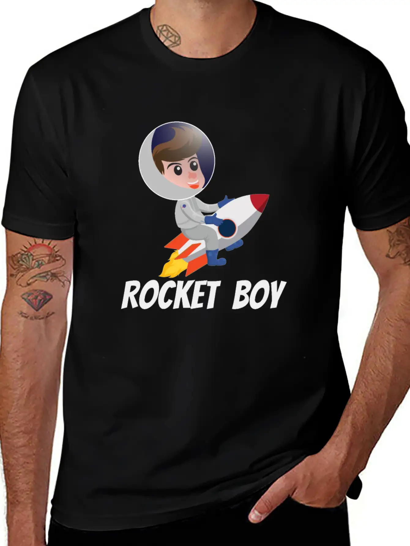 SPACE / ROCKET: Rocket Boy Modern Fit Casual T-Shirt ��� Clean And Versatile Design