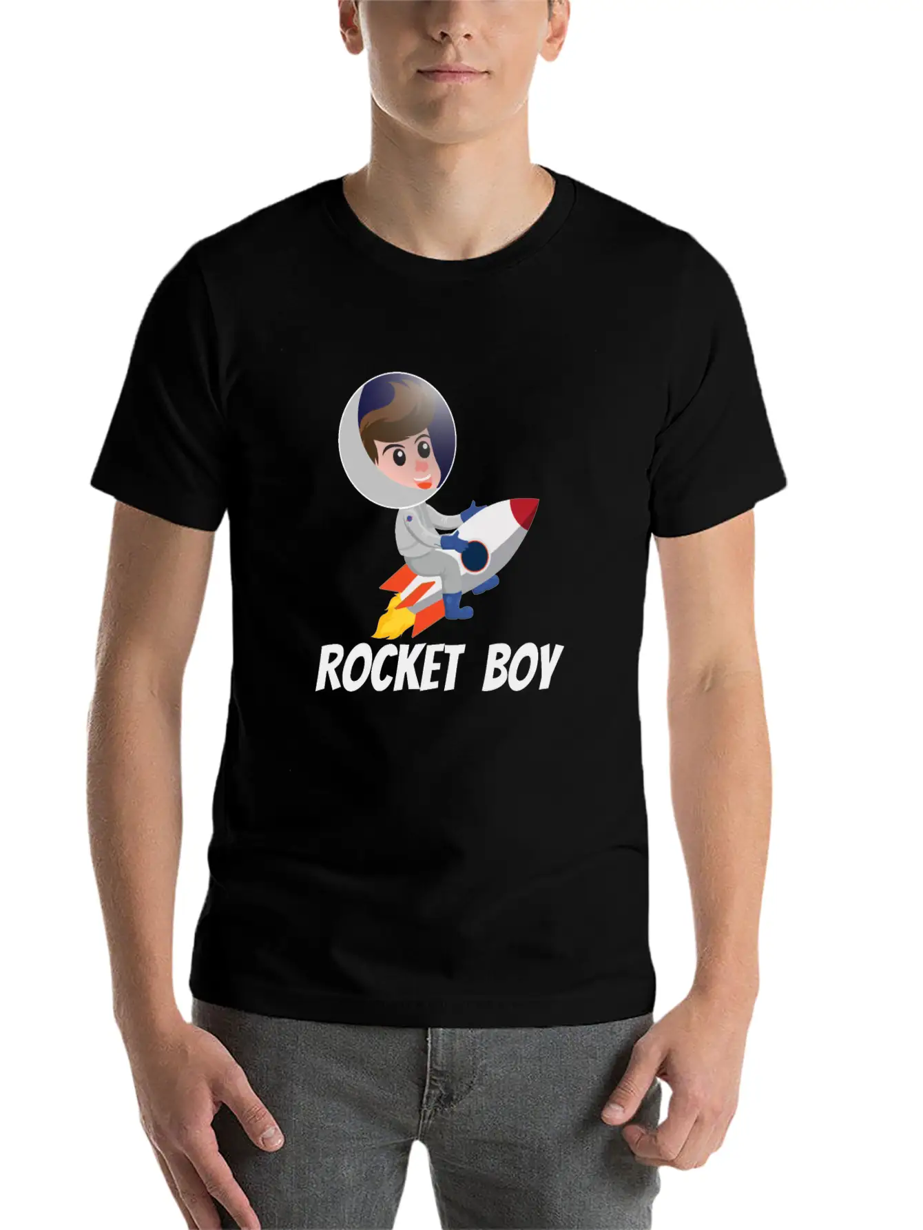 SPACE / ROCKET: Rocket Boy Modern Fit Casual T-Shirt ��� Clean And Versatile Design