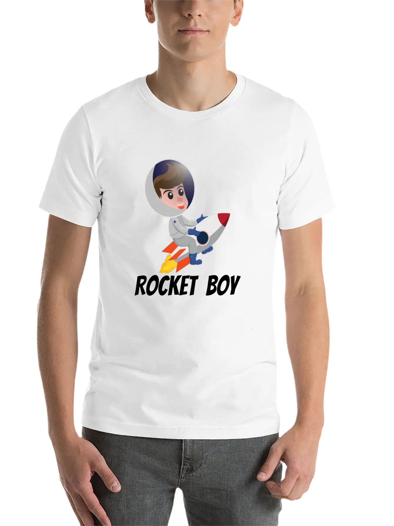 SPACE / ROCKET: Rocket Boy Modern Fit Casual T-Shirt ��� Clean And Versatile Design