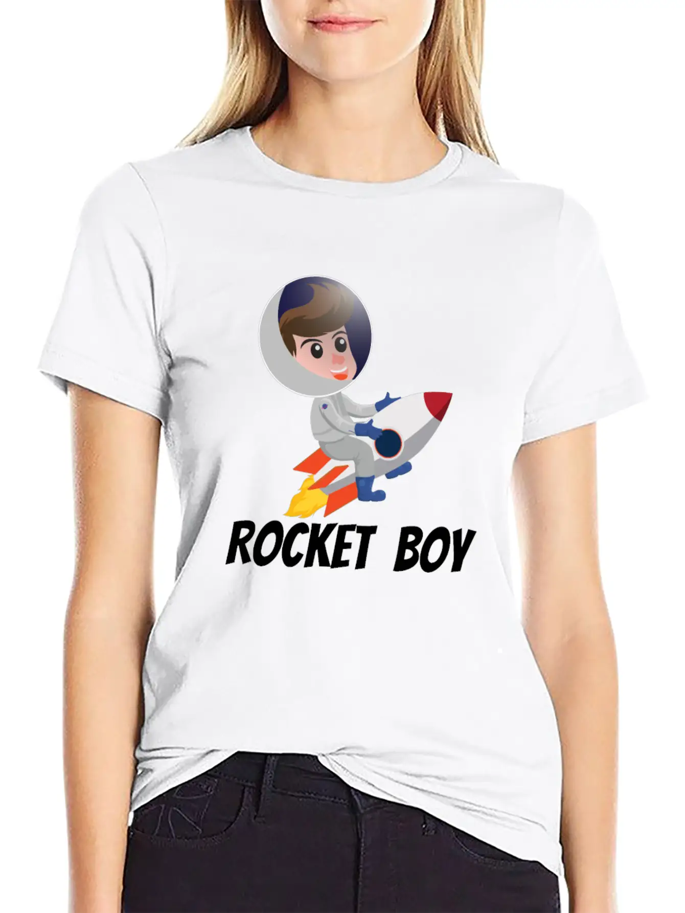 SPACE / ROCKET: Rocket Boy Modern Fit Casual T-Shirt ��� Clean And Versatile Design