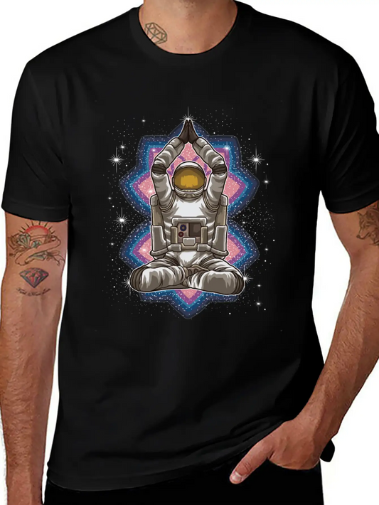 Space Yoga - Astronaut Meditates In The Galaxy Essential Cotton Tee For Daily Outfits – Unisex Style