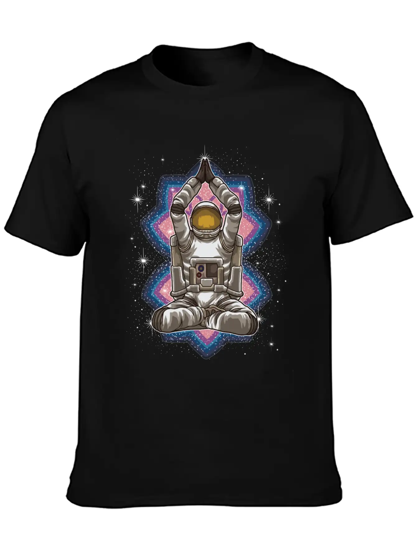 Space Yoga - Astronaut Meditates In The Galaxy Essential Cotton Tee For Daily Outfits – Unisex Style
