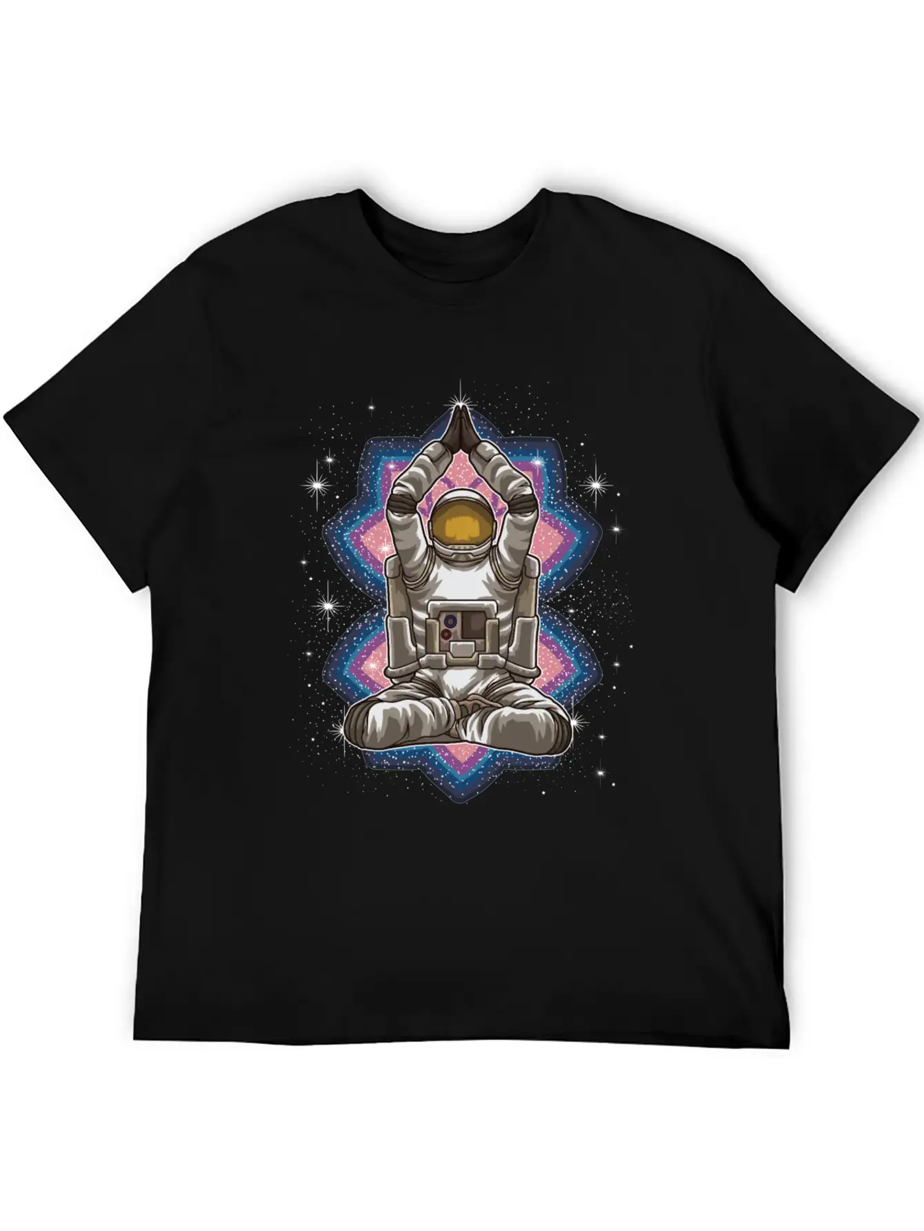 Space Yoga - Astronaut Meditates In The Galaxy Essential Cotton Tee For Daily Outfits – Unisex Style