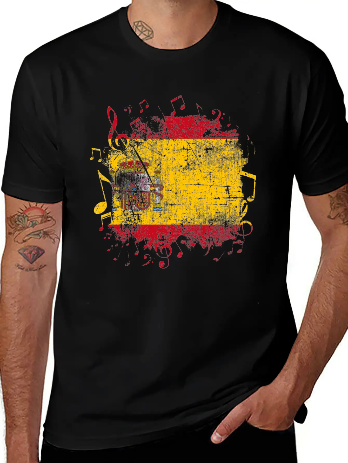 Spain Flag Music Lightweight Cotton T-Shirt – Daily Comfort Graphic Shirt