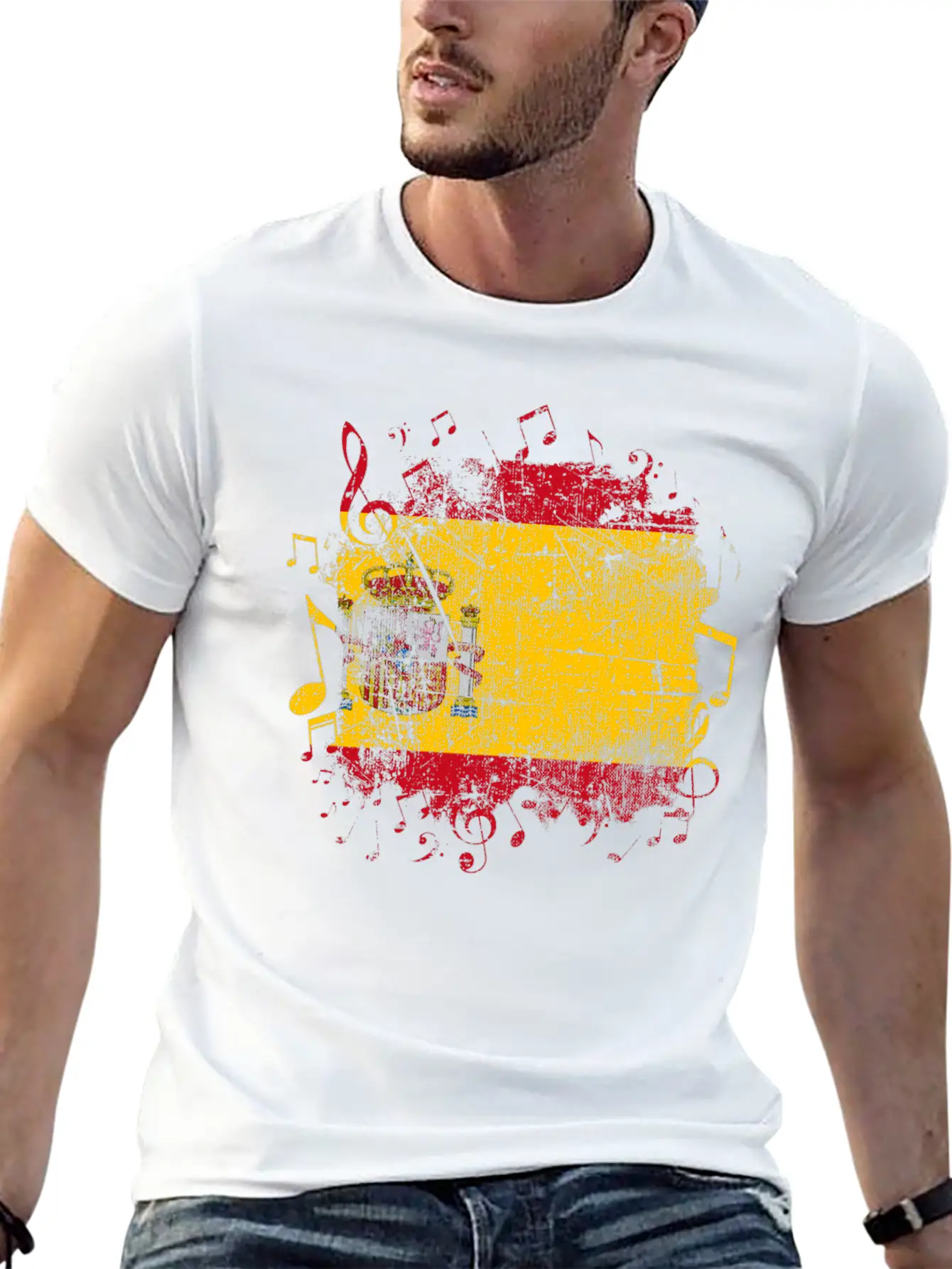 Spain Flag Music Lightweight Cotton T-Shirt – Daily Comfort Graphic Shirt