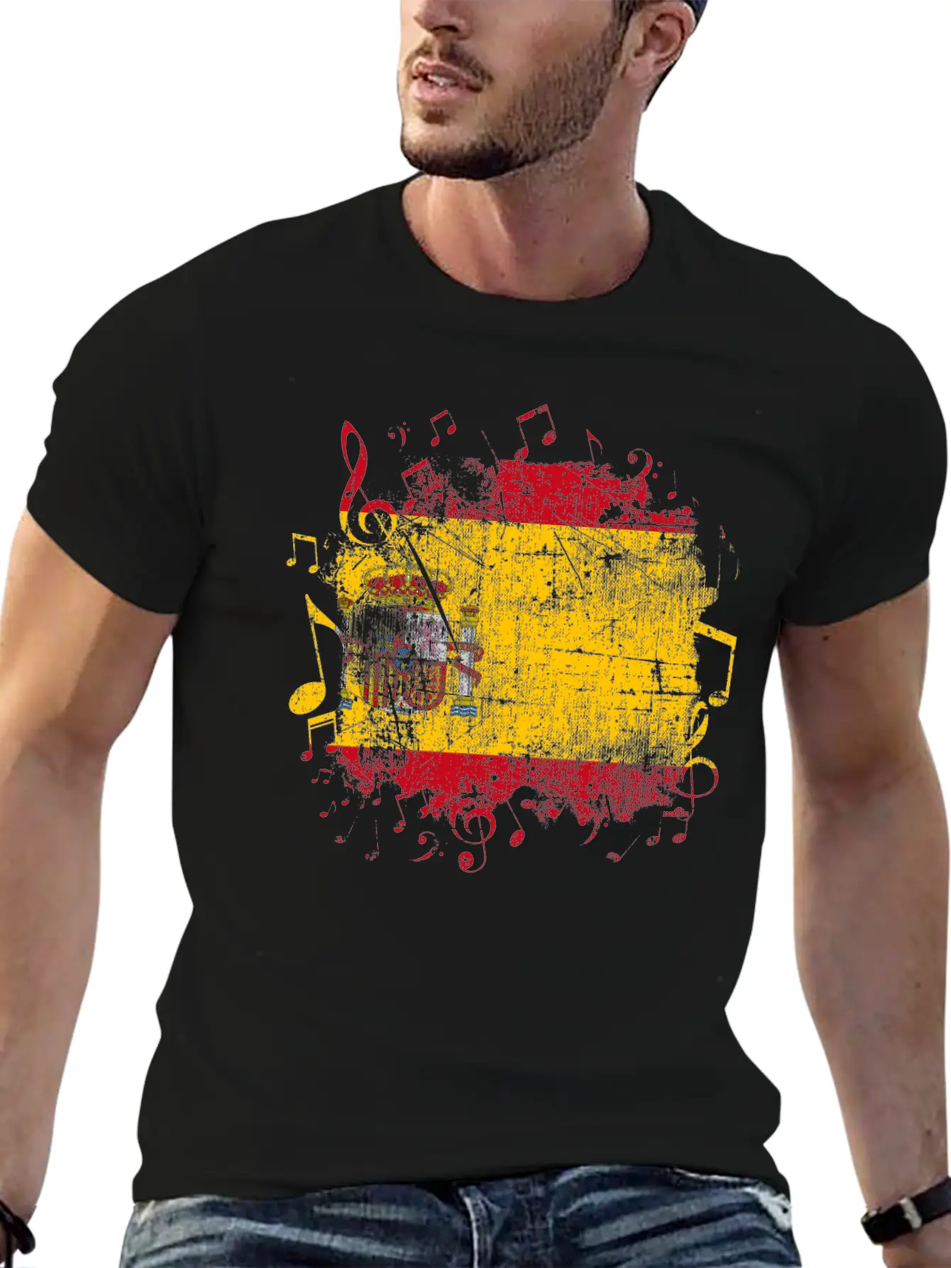 Spain Flag Music Lightweight Cotton T-Shirt – Daily Comfort Graphic Shirt