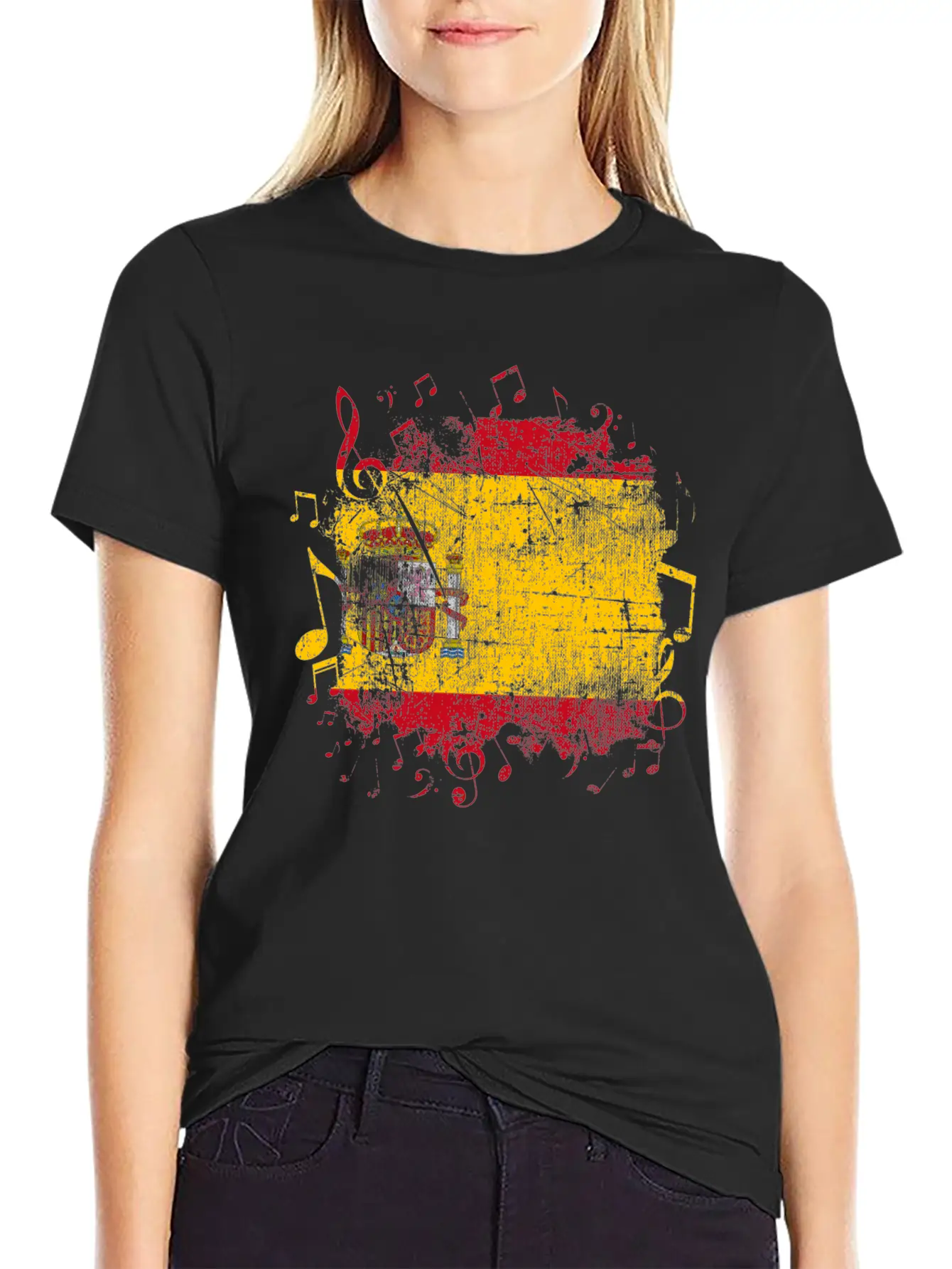 Spain Flag Music Lightweight Cotton T-Shirt – Daily Comfort Graphic Shirt