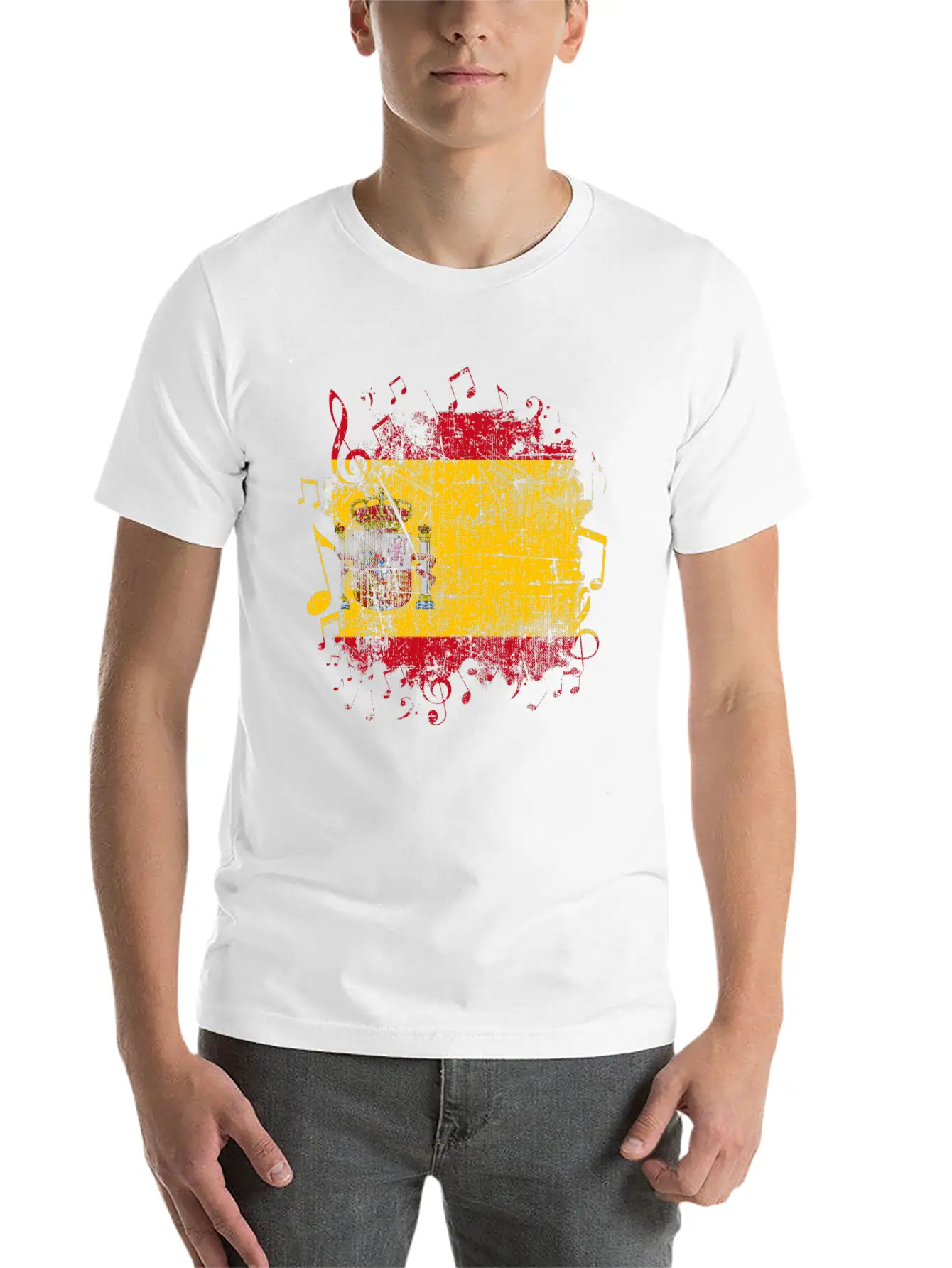 Spain Flag Music Lightweight Cotton T-Shirt – Daily Comfort Graphic Shirt