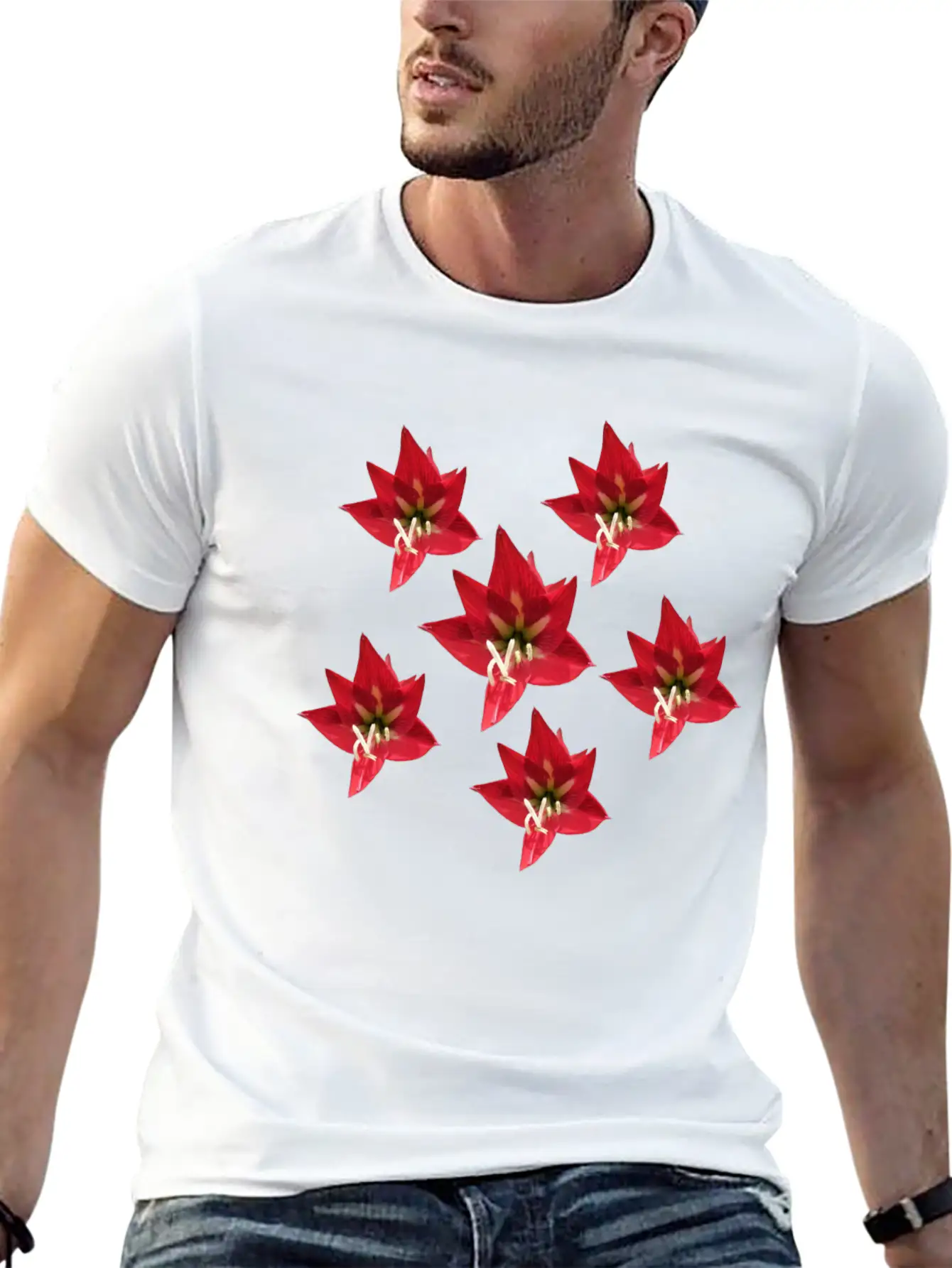 Speaker Red Flower Unisex Casual T-Shirt – Clean Design For Daily Comfort