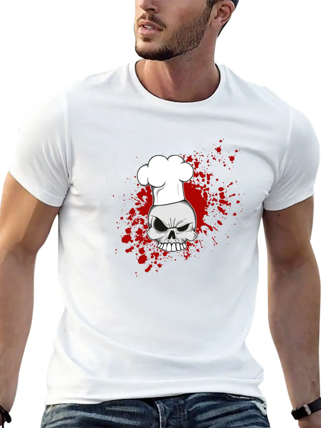 Splatter Skull Cook Lightweight Cotton T-Shirt – Daily Comfort Graphic Shirt