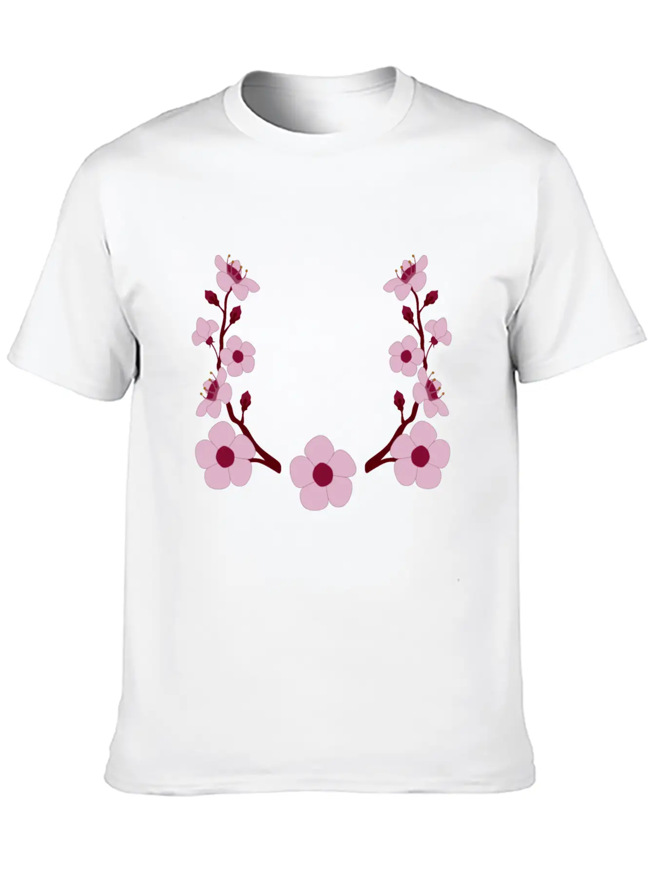 Spring Cherry Blossoms And Budding Flower Laurel Modern Fit Casual T-Shirt ��� Clean And Versatile Design