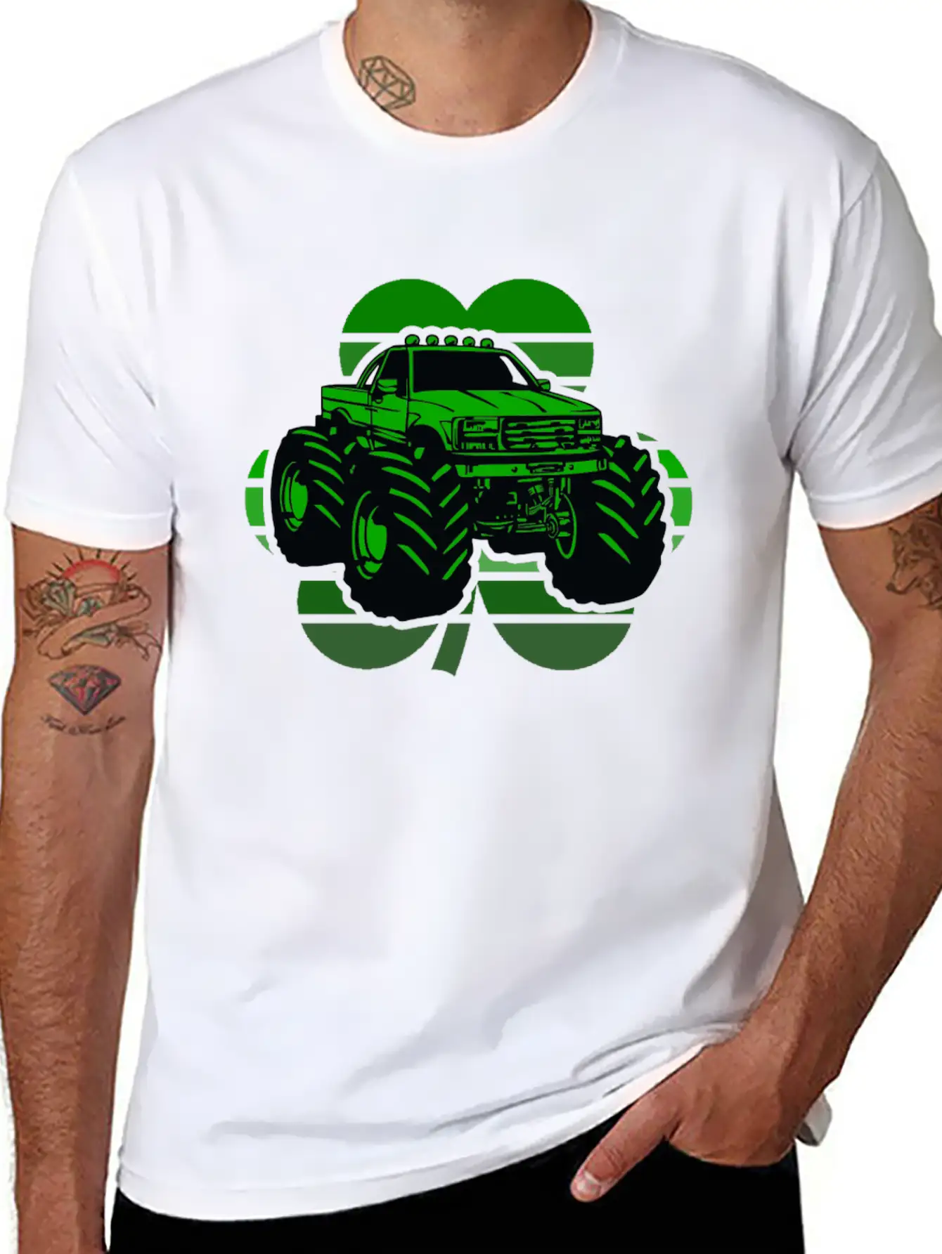 St Patricks Day Monster Truck, St Paddy's Gift Essential Cotton Tee For Daily Outfits – Unisex Style