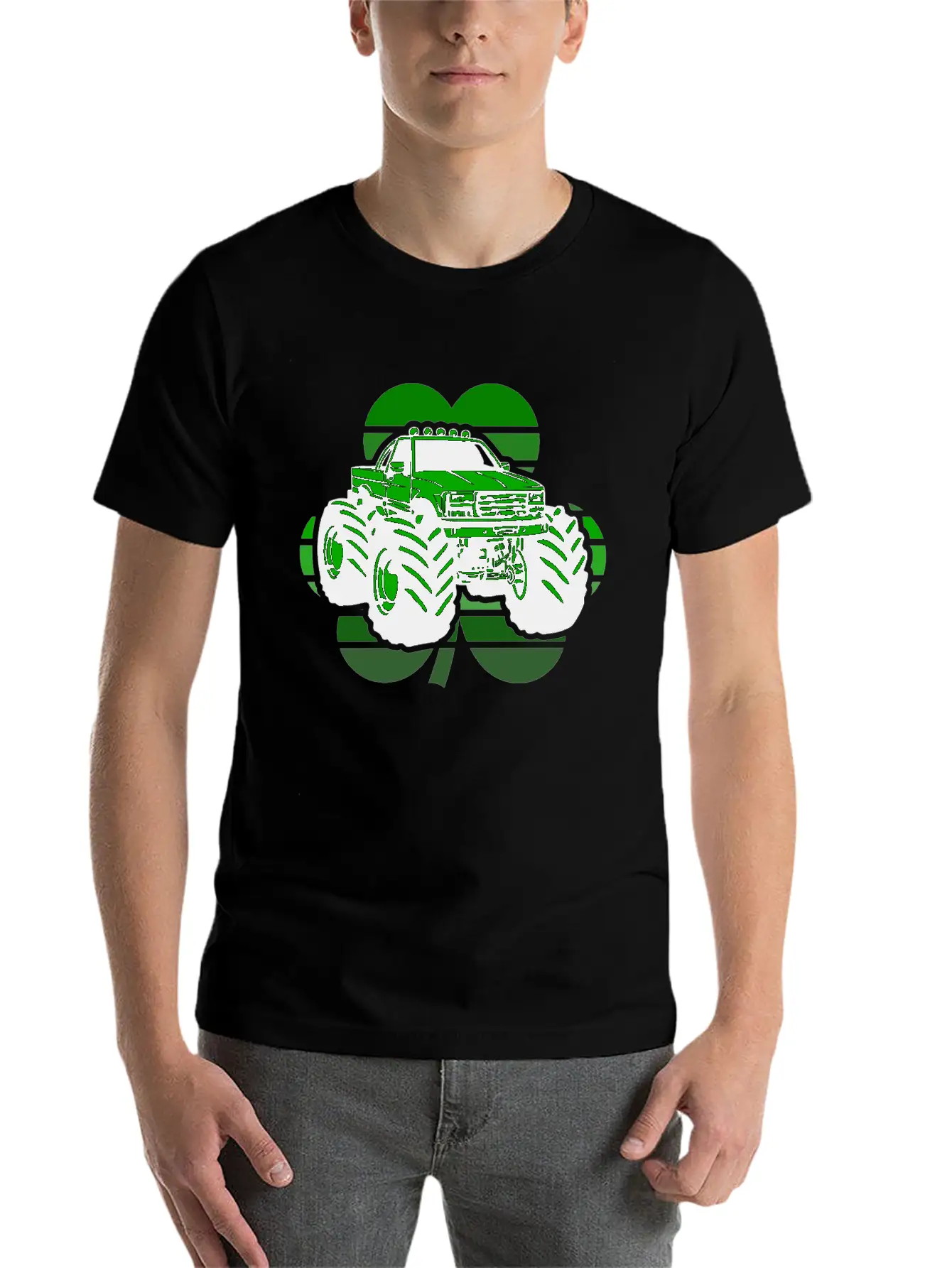 St Patricks Day Monster Truck, St Paddy's Gift Essential Cotton Tee For Daily Outfits – Unisex Style