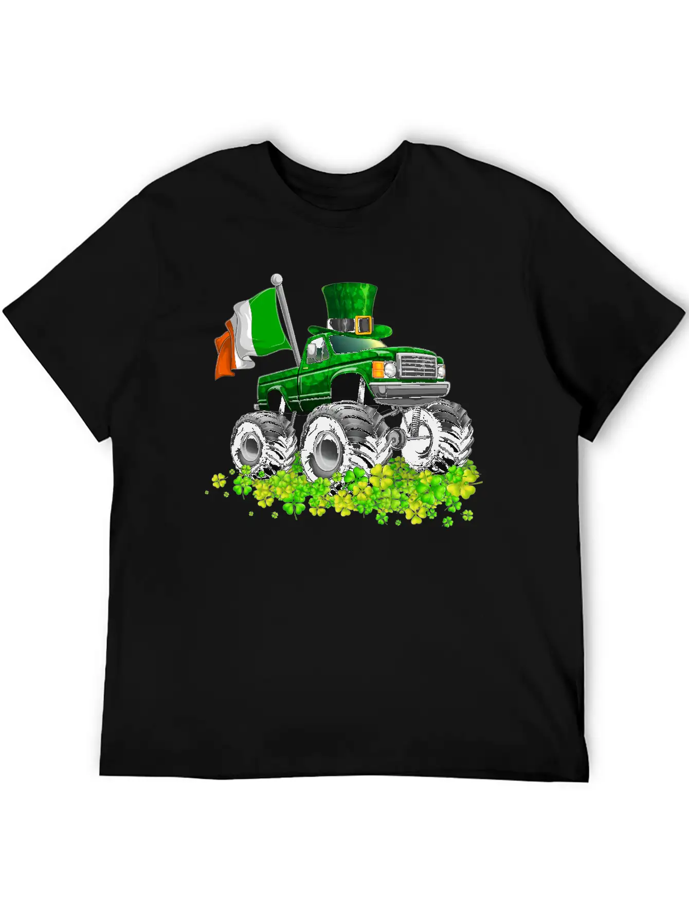 St Patricks Day Toddler Lucky Monster Truck Classic Fit Graphic Tee For Daily Comfort – Unisex Cotton Shirt
