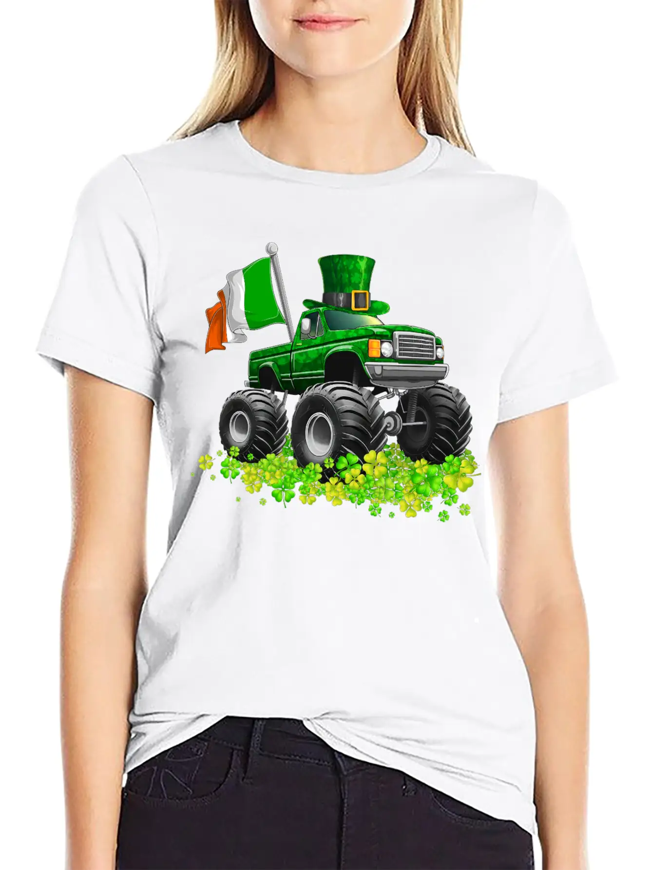 St Patricks Day Toddler Lucky Monster Truck Classic Fit Graphic Tee For Daily Comfort – Unisex Cotton Shirt
