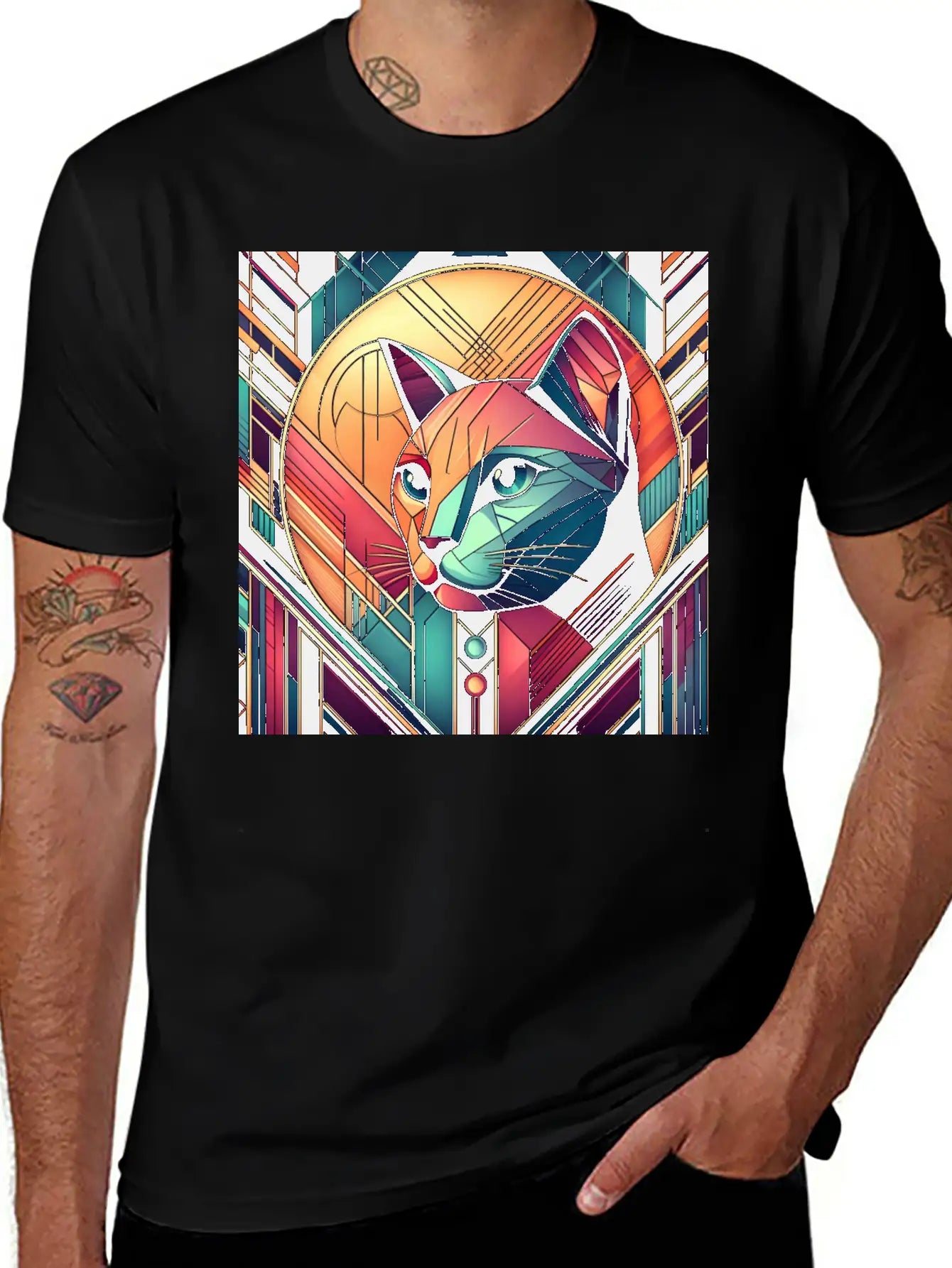 Stained Glass Cat Soft Cotton Short Sleeve Tee – Unisex Wardrobe Staple
