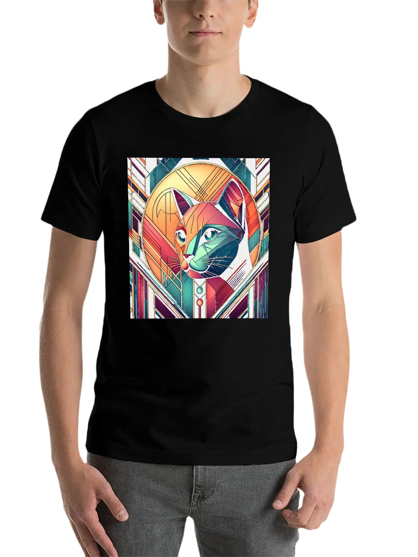 Stained Glass Cat Soft Cotton Short Sleeve Tee – Unisex Wardrobe Staple