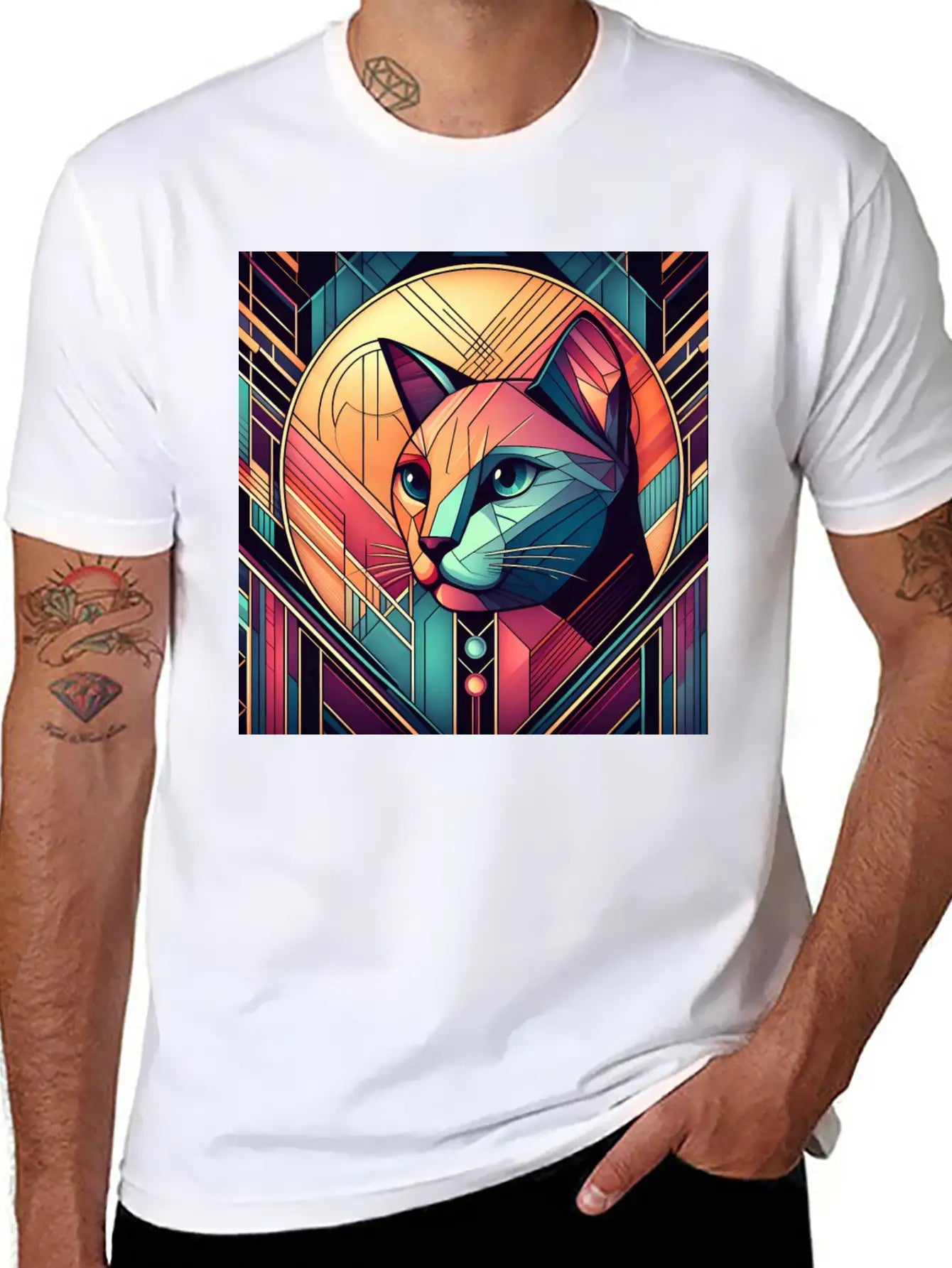 Stained Glass Cat Soft Cotton Short Sleeve Tee – Unisex Wardrobe Staple