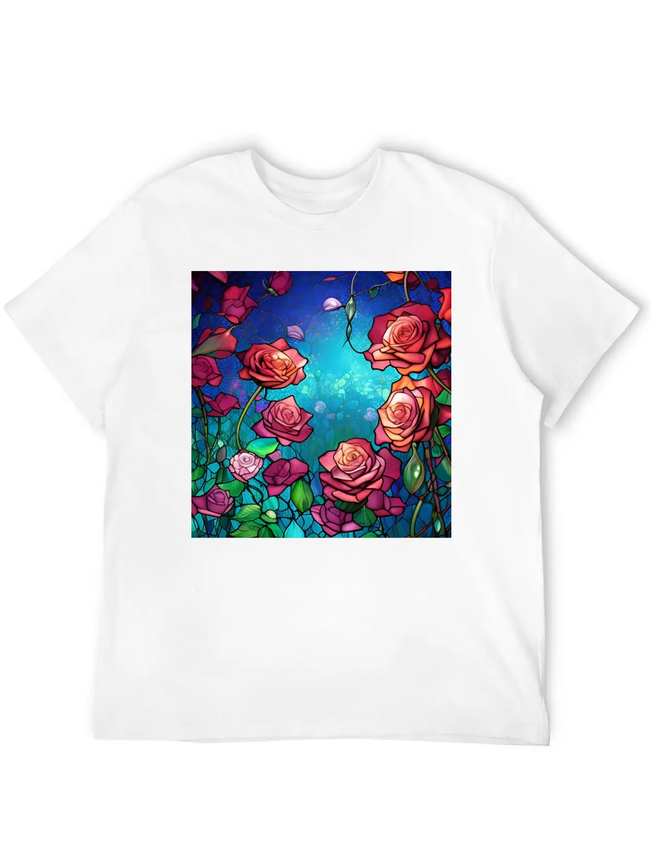 Stained Glass Roses Modern Fit Casual T-Shirt – Clean And Versatile Design
