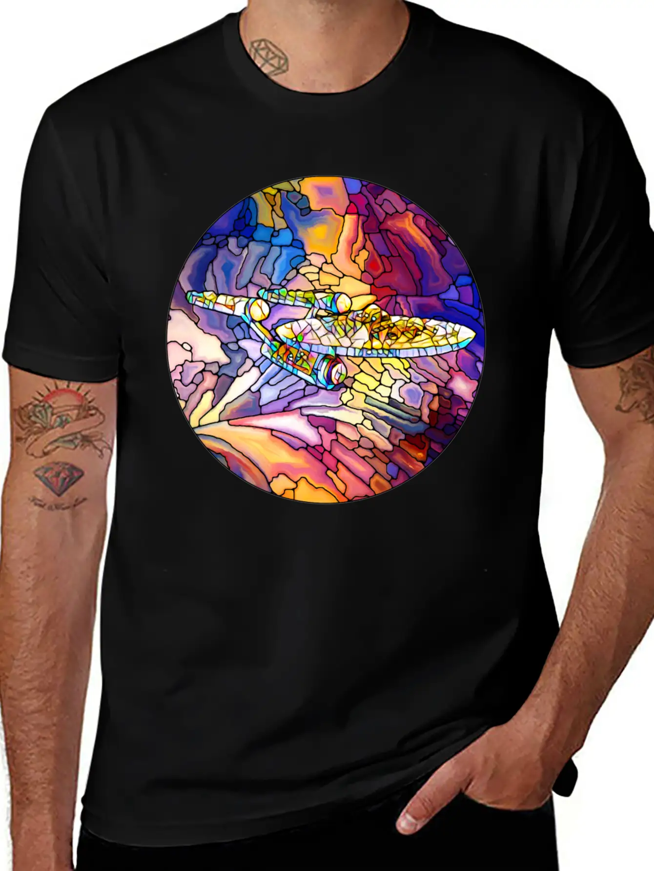 Stained Glass Spaceship Soft Cotton Short Sleeve Tee – Unisex Wardrobe Staple