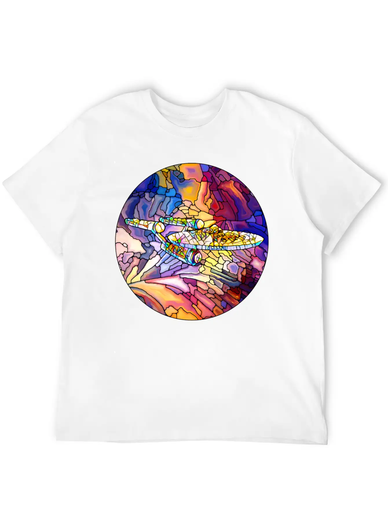 Stained Glass Spaceship Soft Cotton Short Sleeve Tee – Unisex Wardrobe Staple