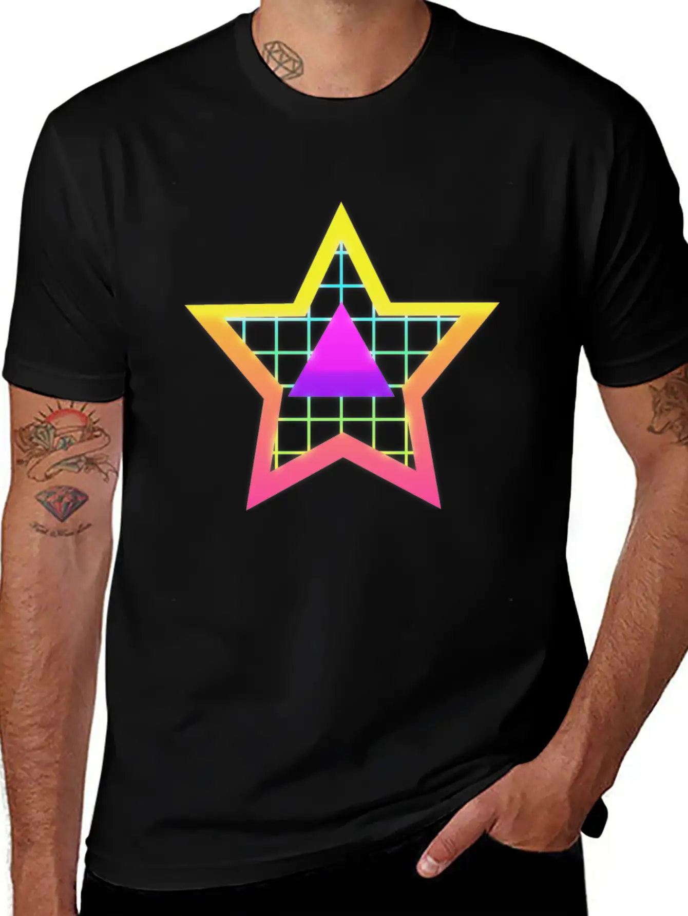 Star Neon Vintage Retro Style 90s Unisex Casual T-Shirt – Clean Design For Daily Comfort
