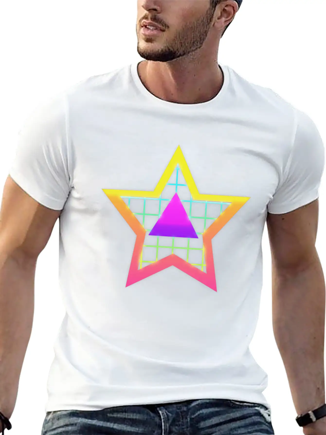 Star Neon Vintage Retro Style 90s Unisex Casual T-Shirt – Clean Design For Daily Comfort