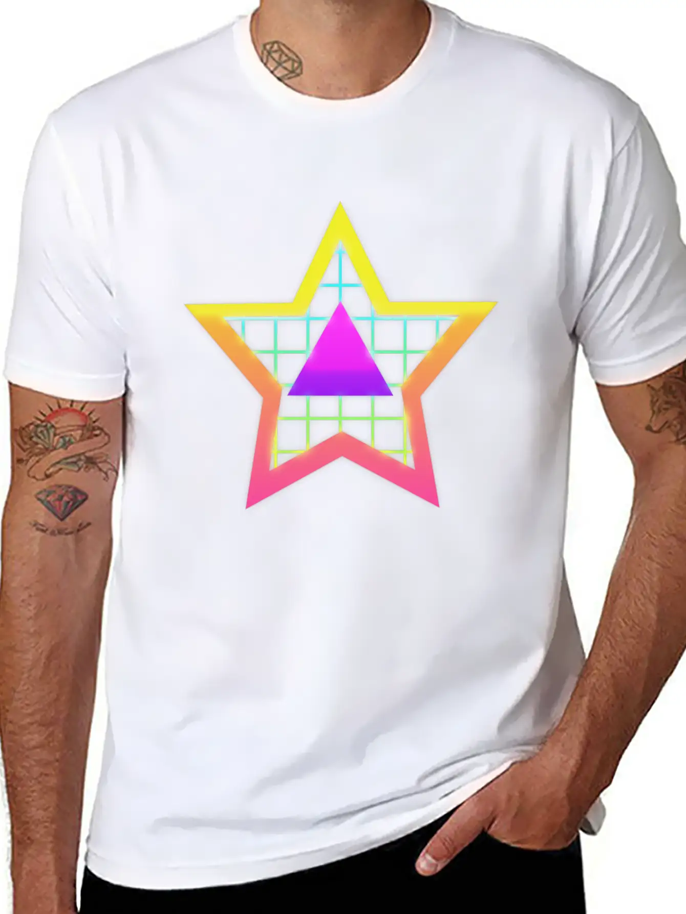 Star Neon Vintage Retro Style 90s Unisex Casual T-Shirt – Clean Design For Daily Comfort
