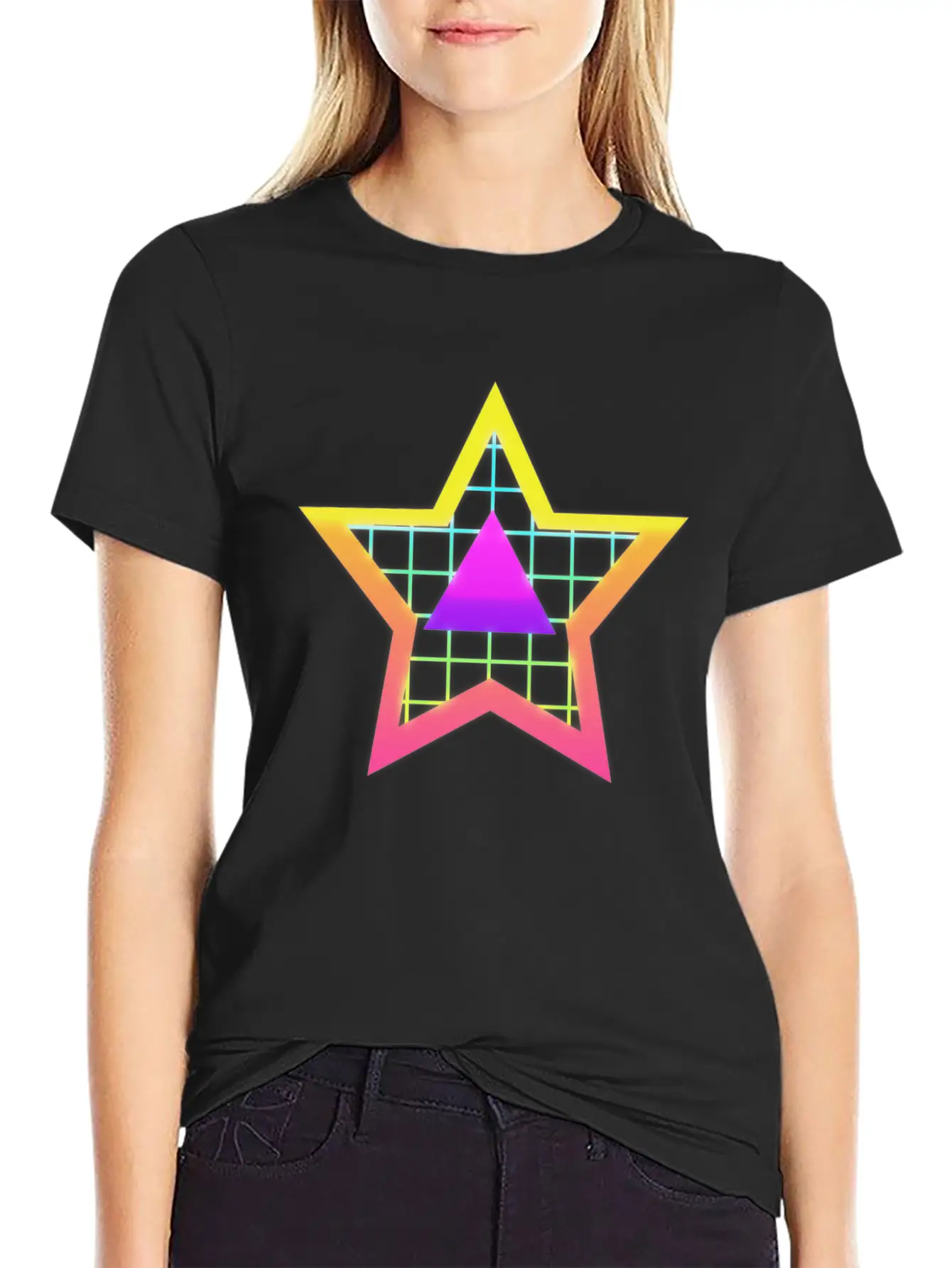 Star Neon Vintage Retro Style 90s Unisex Casual T-Shirt – Clean Design For Daily Comfort
