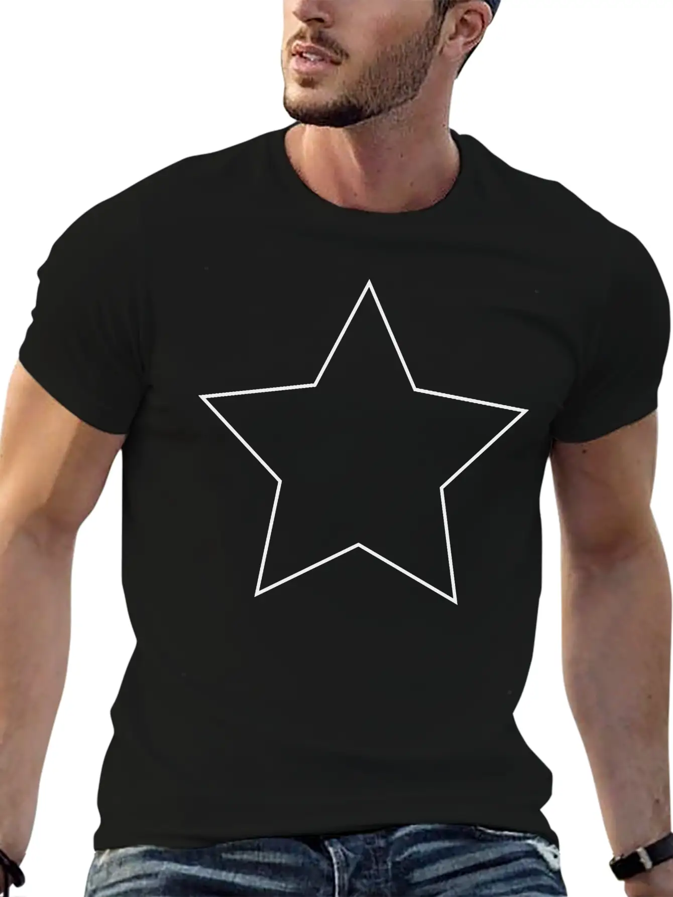 Star, Star, Star, Black, White Sky, Symbol, Luck Unisex Casual T-Shirt – Clean Design For Daily Comfort